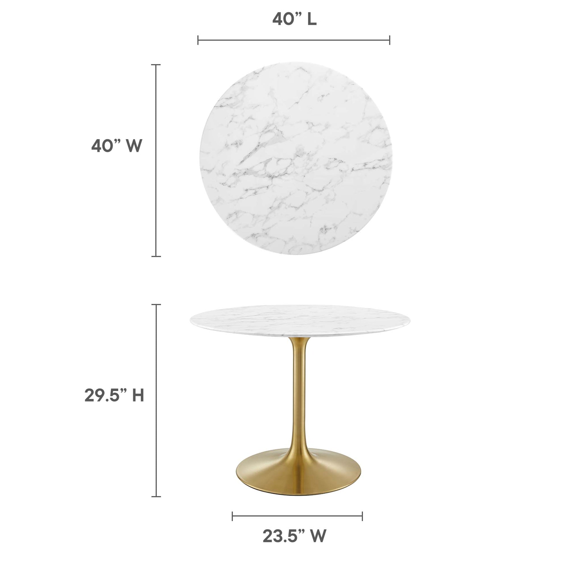 Lippa 40" Round Faux Marble Dining Table by Modway - Best Buy Furniture