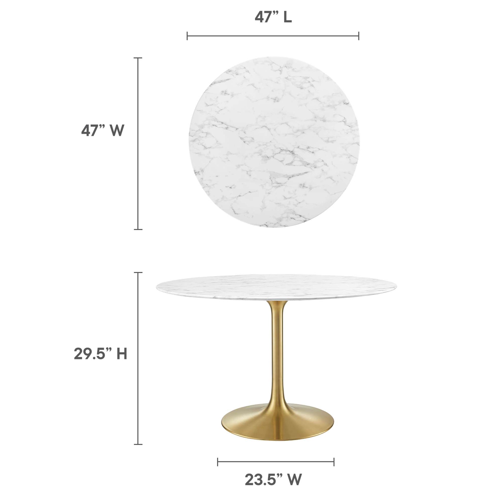 Lippa 48" Round Faux Marble Dining Table by Modway - Best Buy Furniture