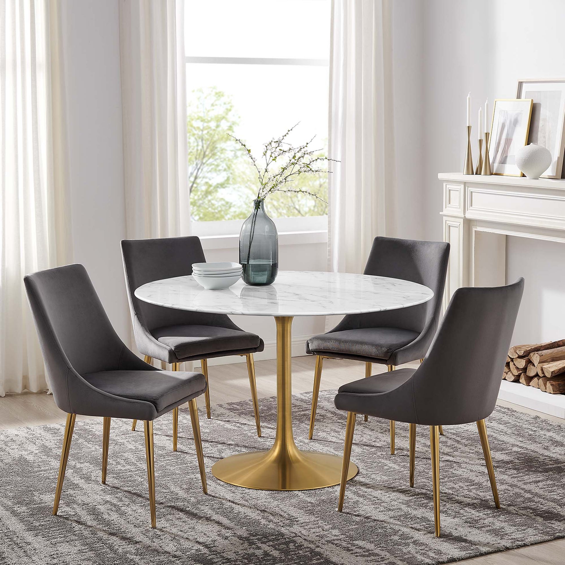 Lippa 48" Round Faux Marble Dining Table by Modway - Best Buy Furniture