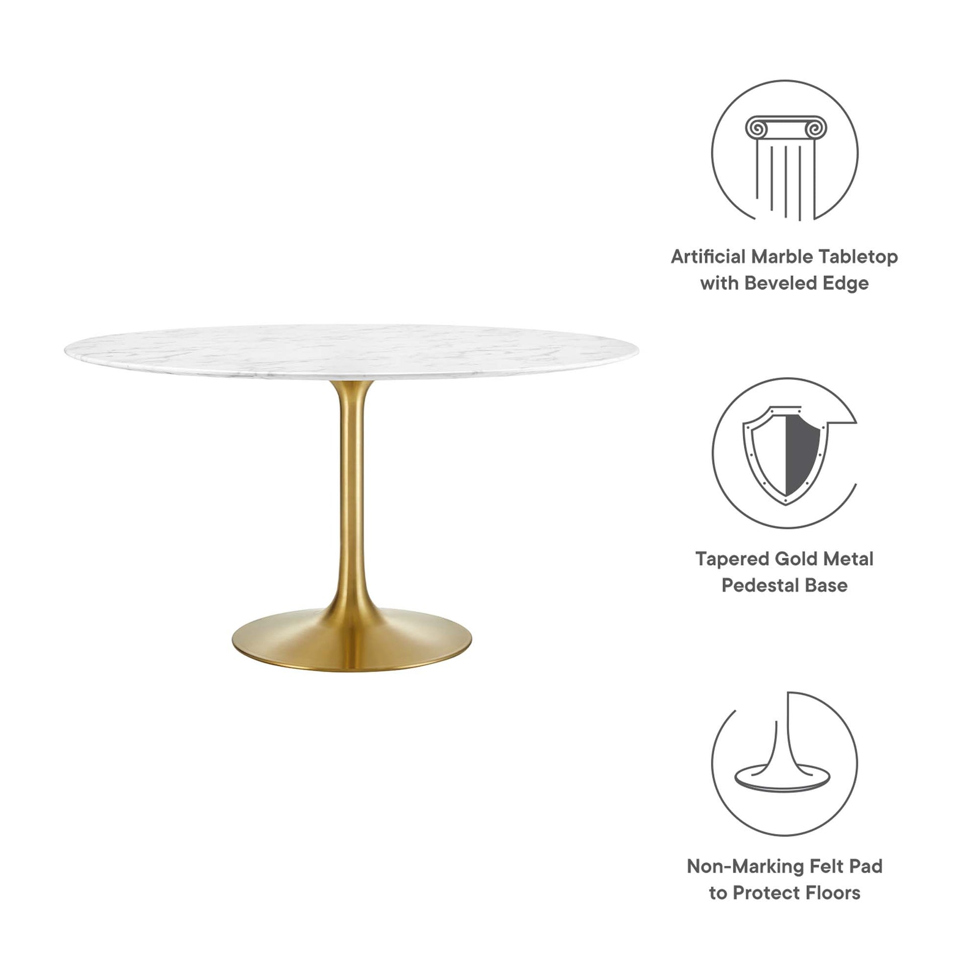 Lippa 54" Round Faux Marble Dining Table by Modway - Best Buy Furniture