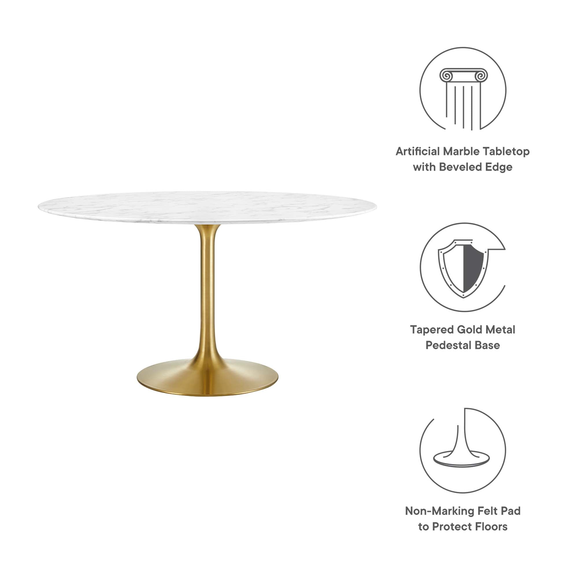 Lippa 54" Round Faux Marble Dining Table by Modway - Best Buy Furniture