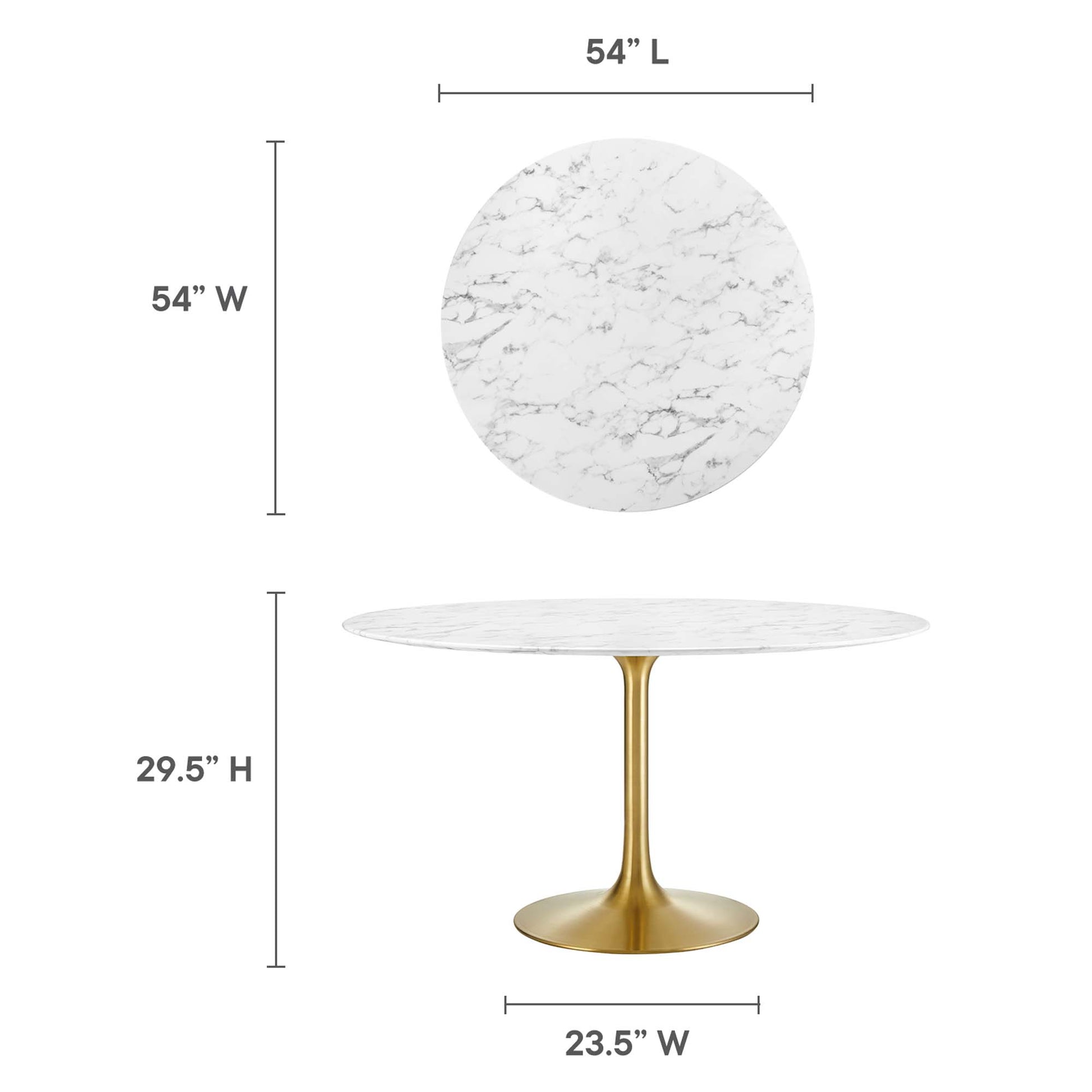 Lippa 54" Round Faux Marble Dining Table by Modway - Best Buy Furniture