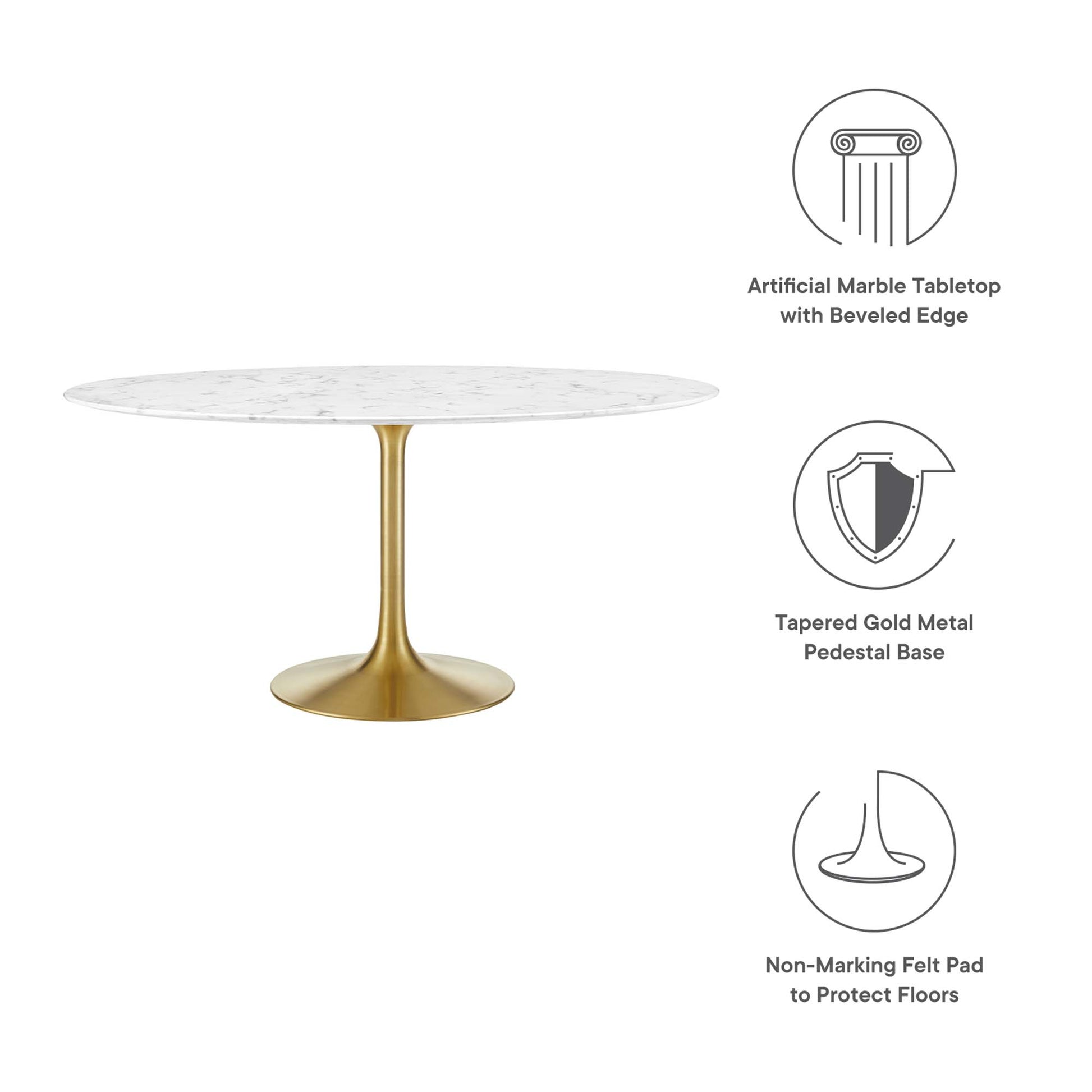 Lippa 60" Round Faux Marble Dining Table by Modway - Best Buy Furniture
