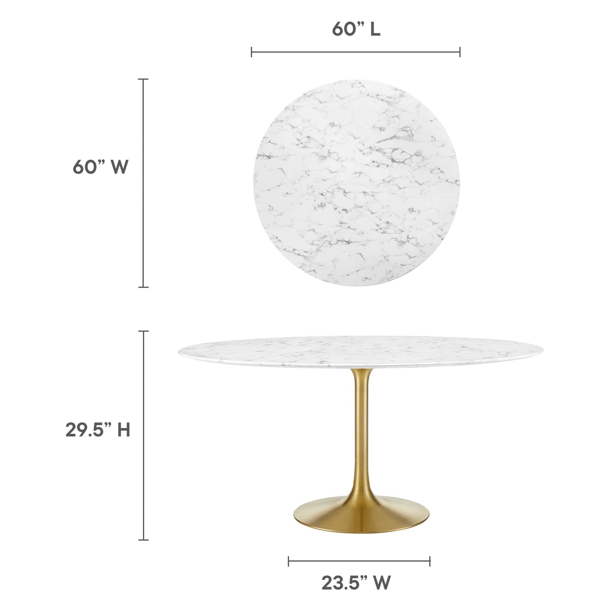 Lippa 60" Round Faux Marble Dining Table by Modway - Best Buy Furniture