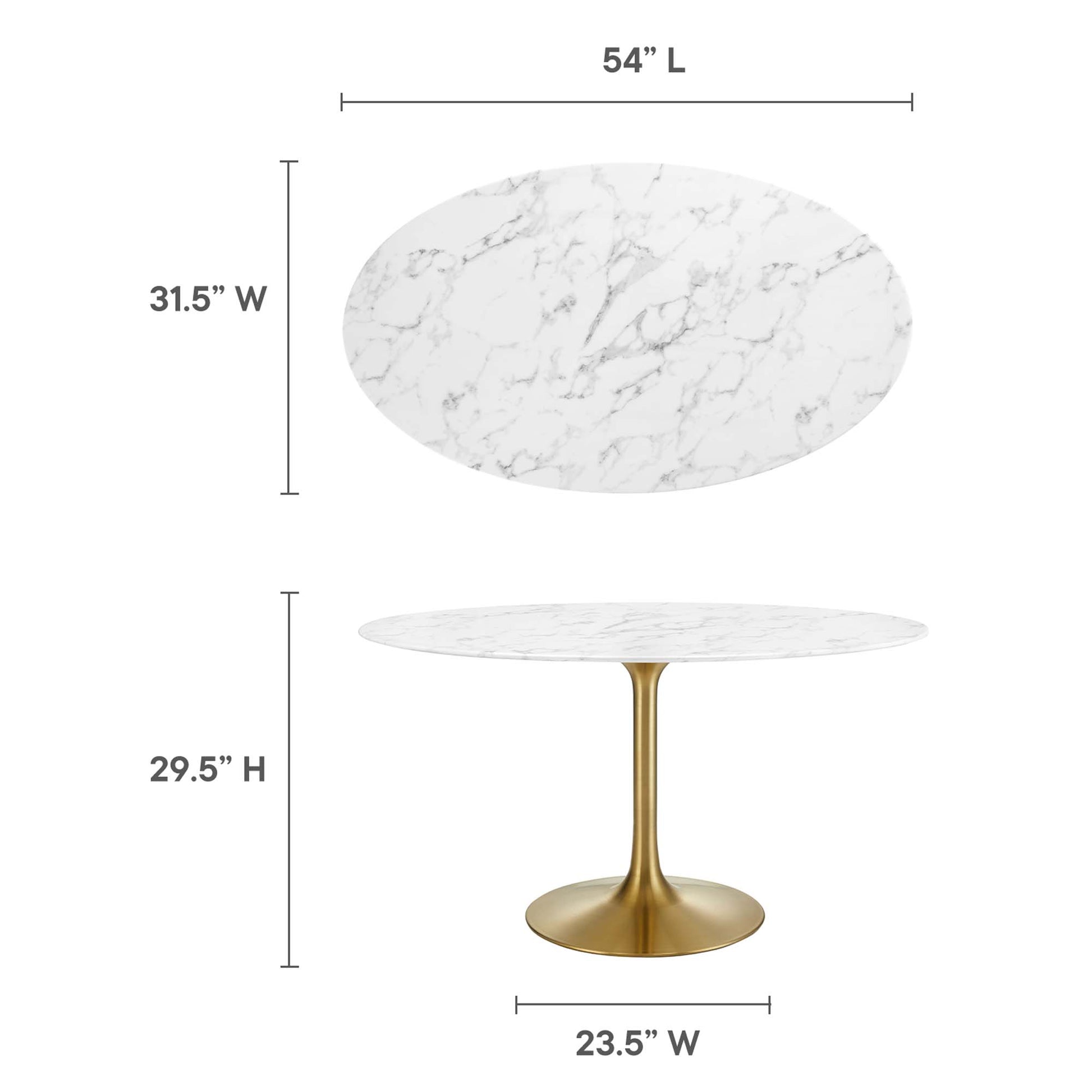 Lippa 54" Oval Faux Marble Dining Table by Modway - Best Buy Furniture