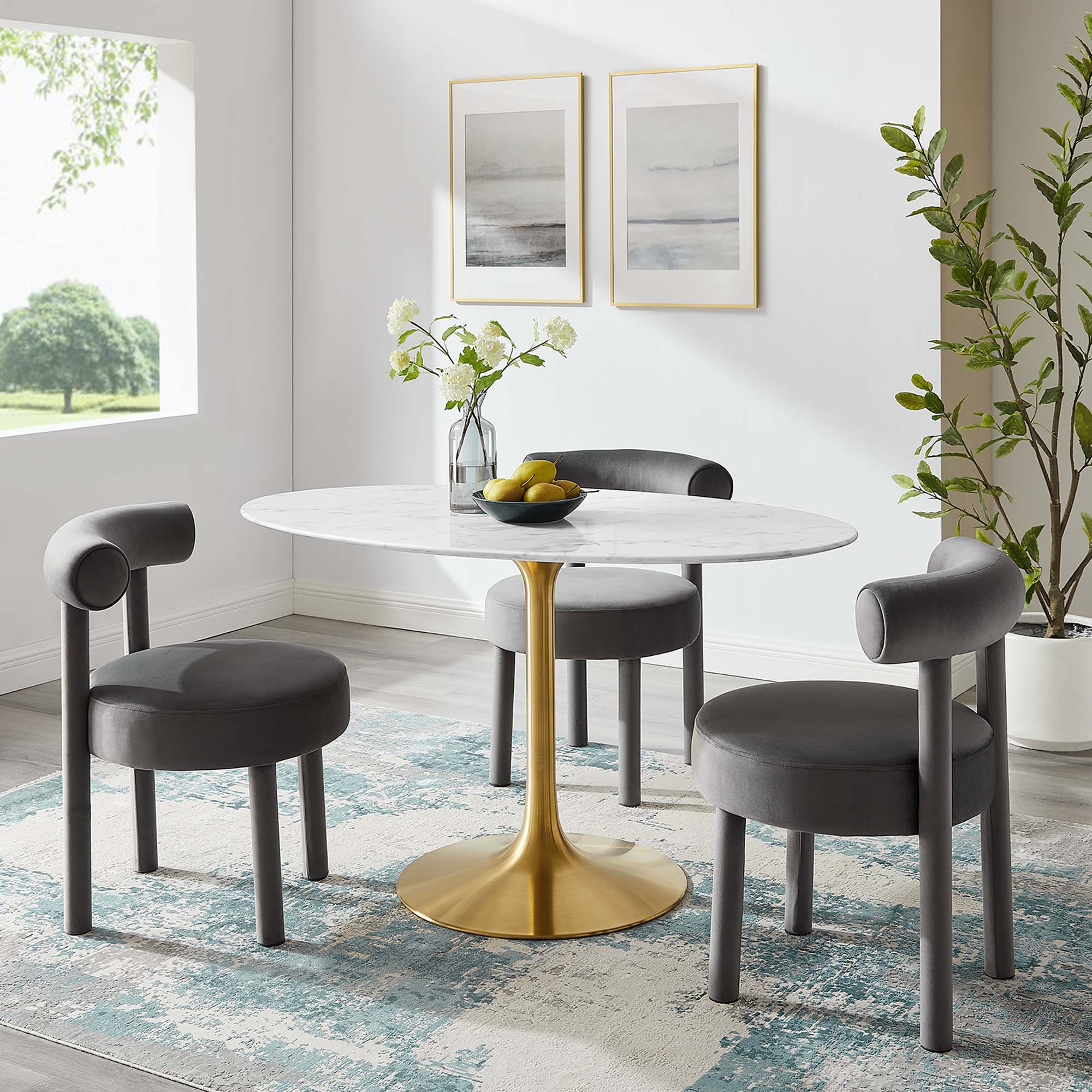 Lippa 54" Oval Faux Marble Dining Table by Modway - Best Buy Furniture