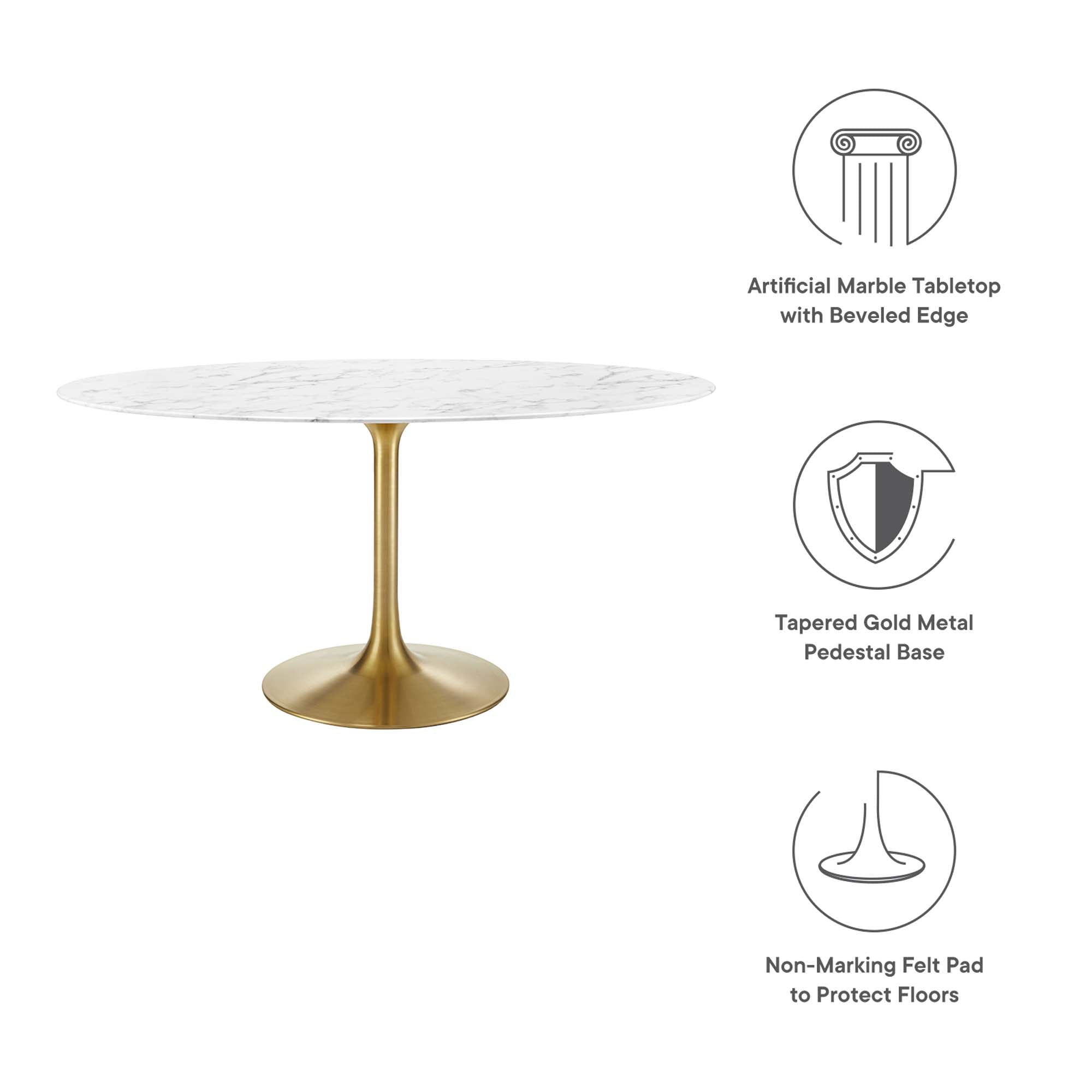Lippa 60" Oval Faux Marble Dining Table by Modway - Best Buy Furniture