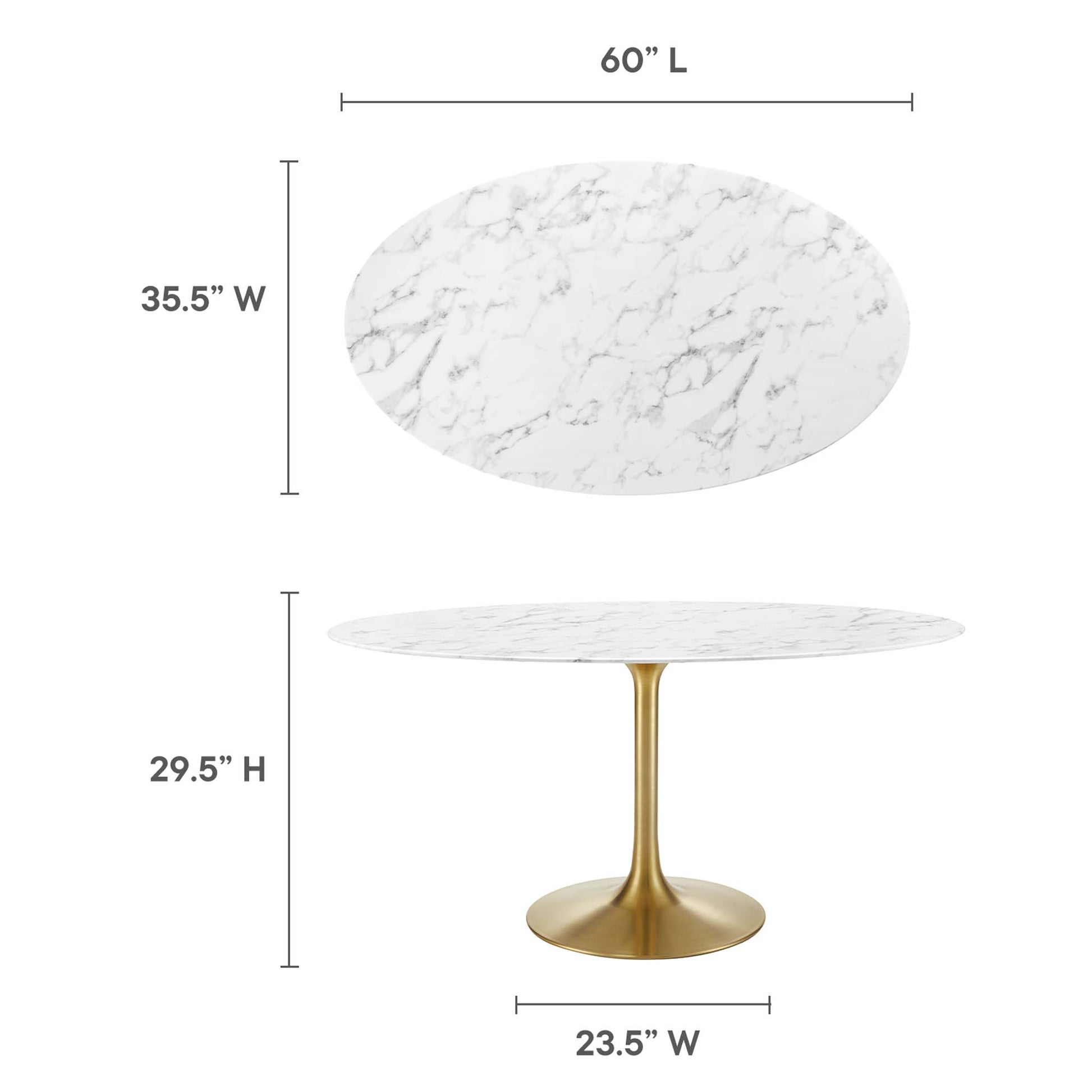 Lippa 60" Oval Faux Marble Dining Table by Modway - Best Buy Furniture