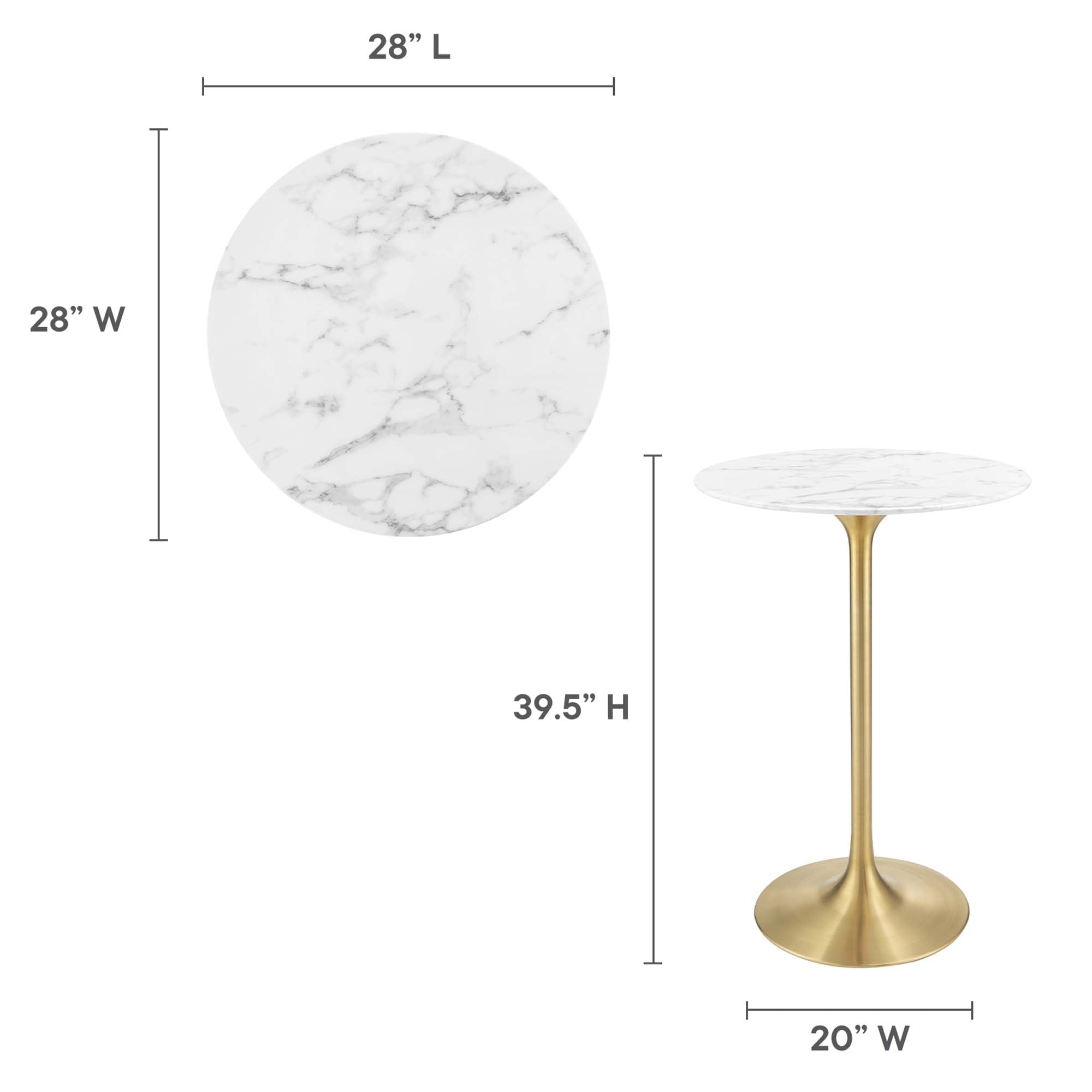 Lippa 28" Round Faux Marble Bar Table by Modway - Best Buy Furniture