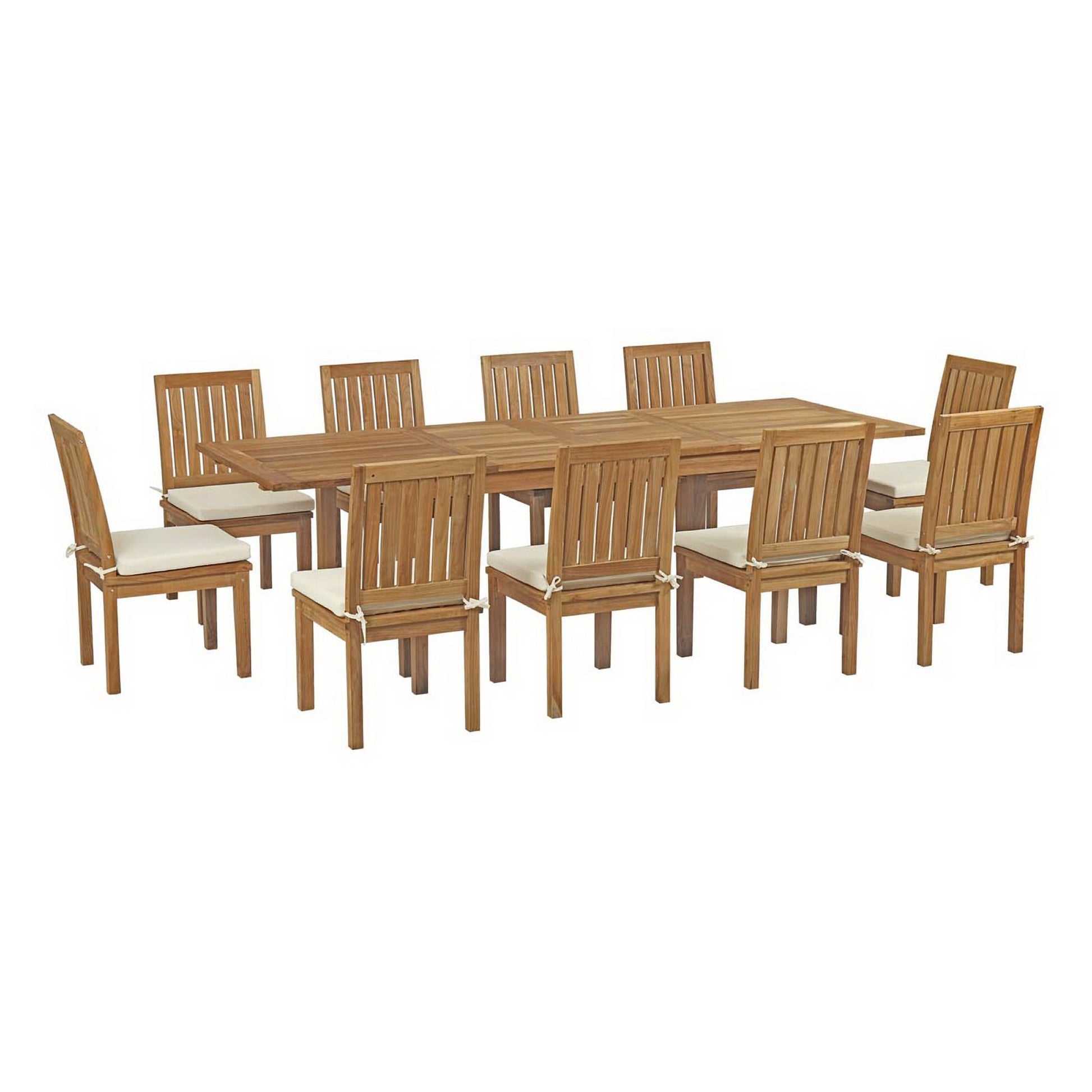 Marina 11 Piece Outdoor Patio Teak Dining Set by Modway - Best Buy Furniture