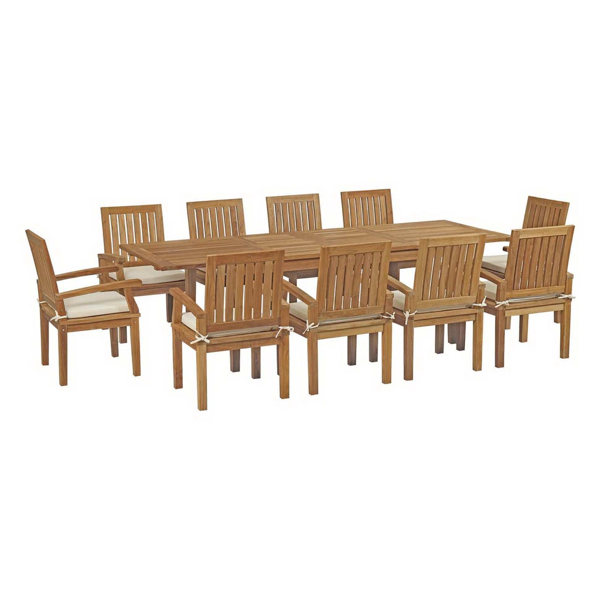 Marina 11 Piece Outdoor Patio Teak Dining Set by Modway - Best Buy Furniture