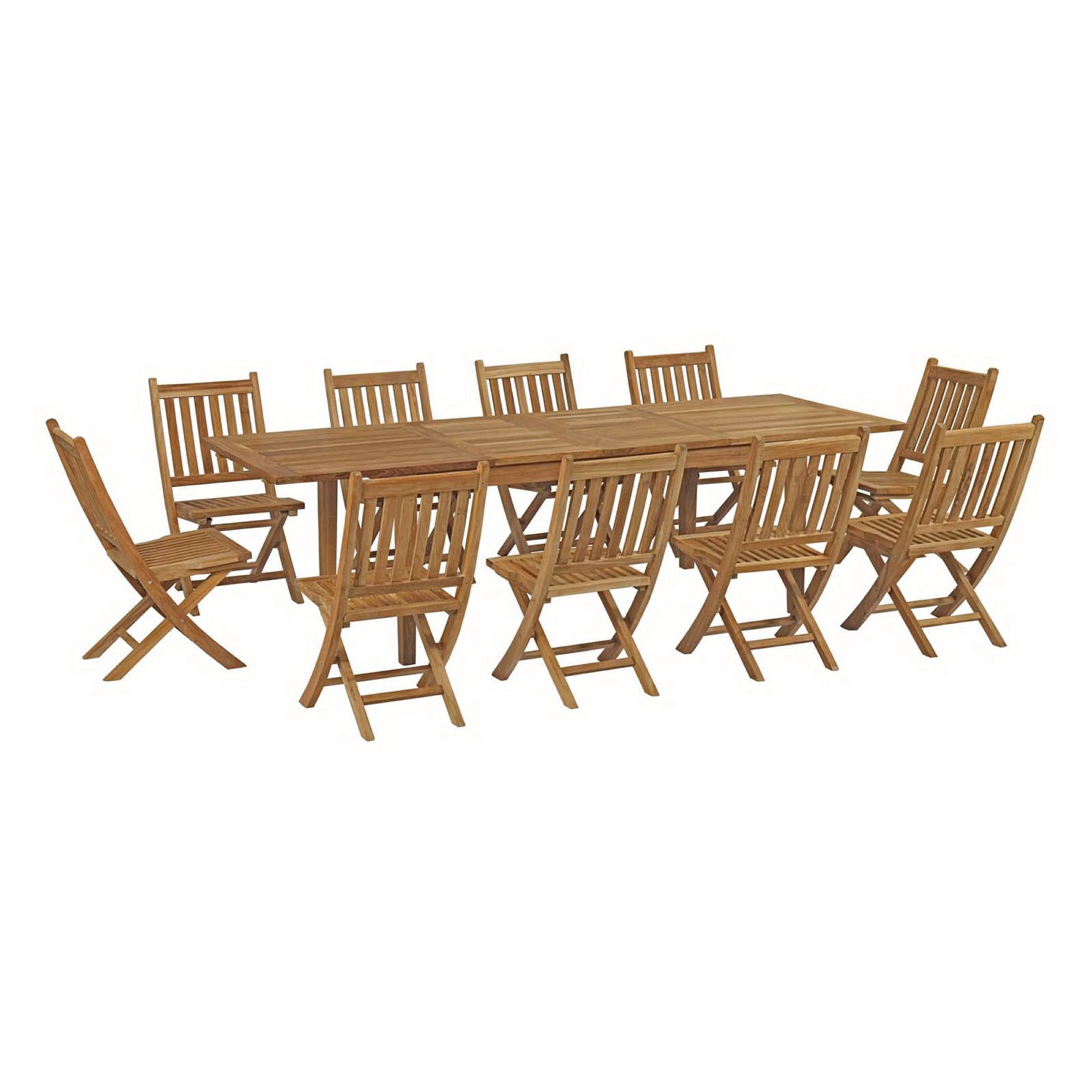 Marina 11 Piece Outdoor Patio Teak Dining Set by Modway - Best Buy Furniture