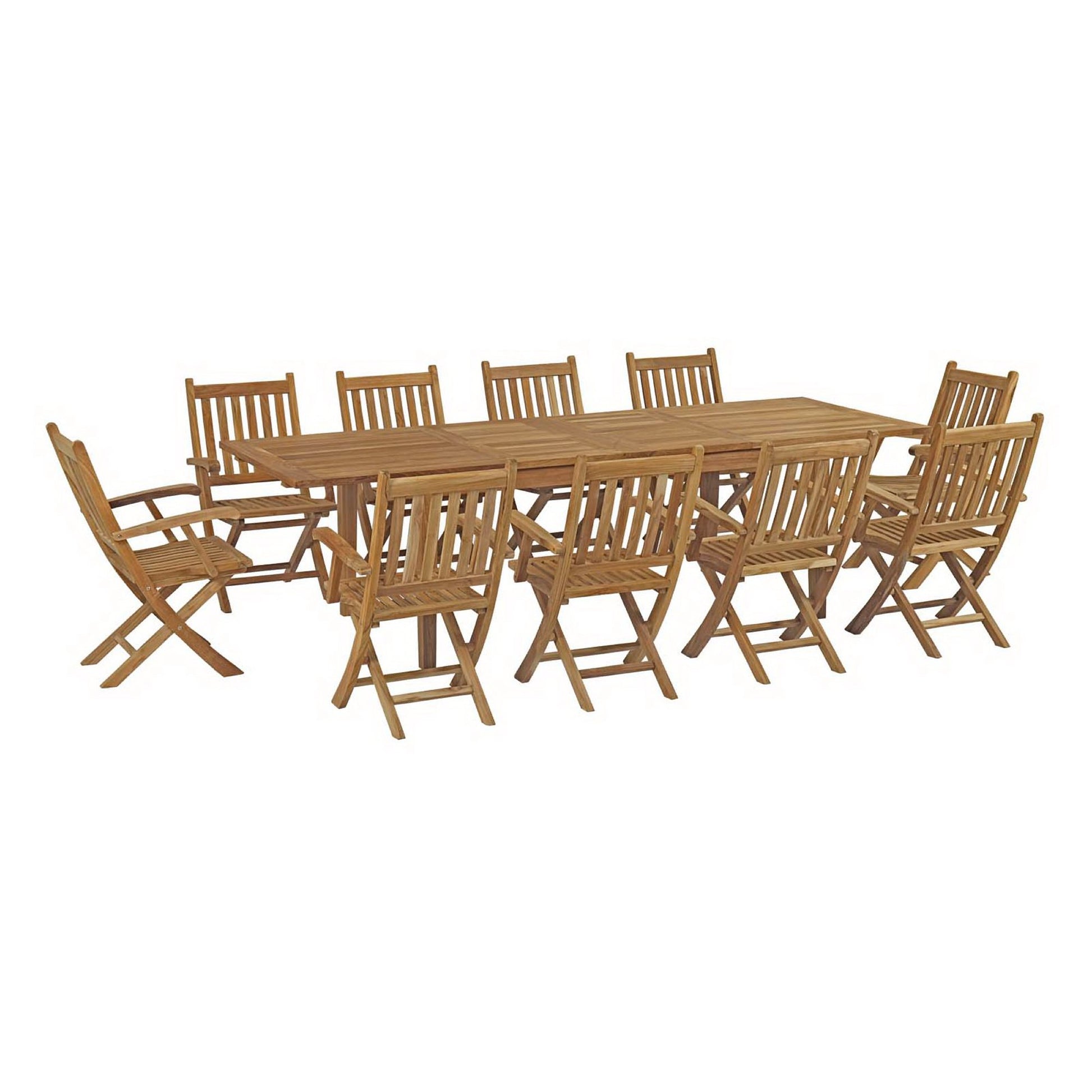 Marina 11 Piece Outdoor Patio Teak Dining Set by Modway - Best Buy Furniture