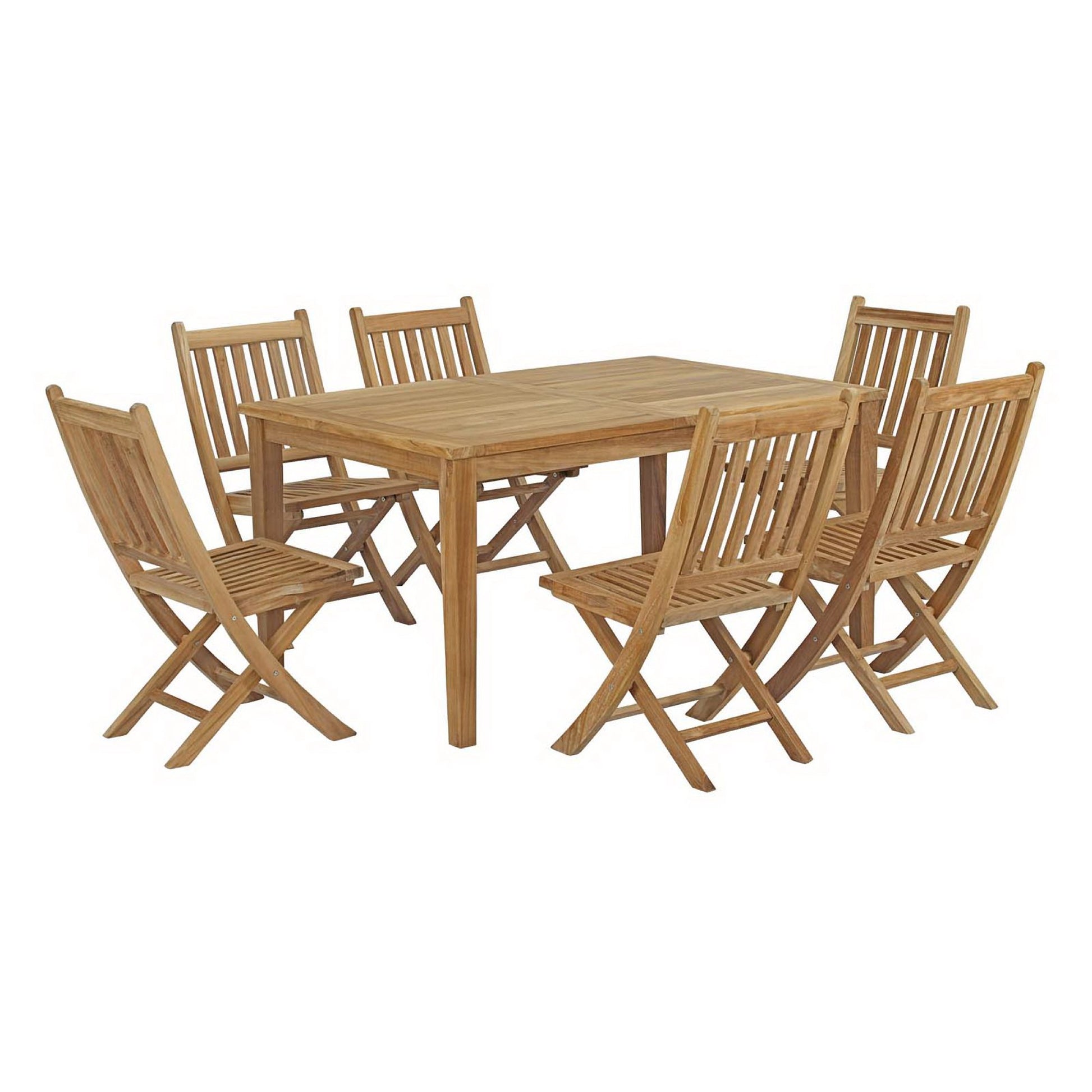 Marina 7 Piece Outdoor Patio Teak Dining Set by Modway - Best Buy Furniture