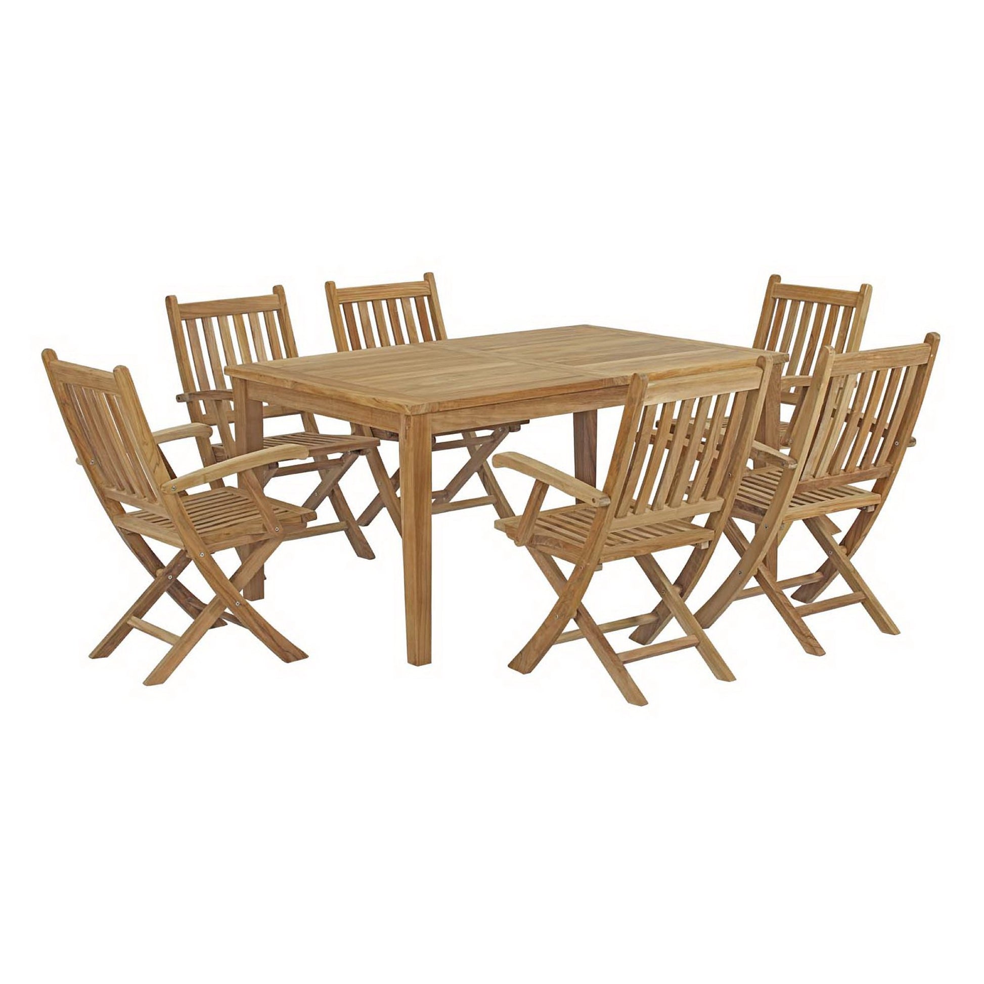 Marina 7 Piece Outdoor Patio Teak Dining Set by Modway - Best Buy Furniture