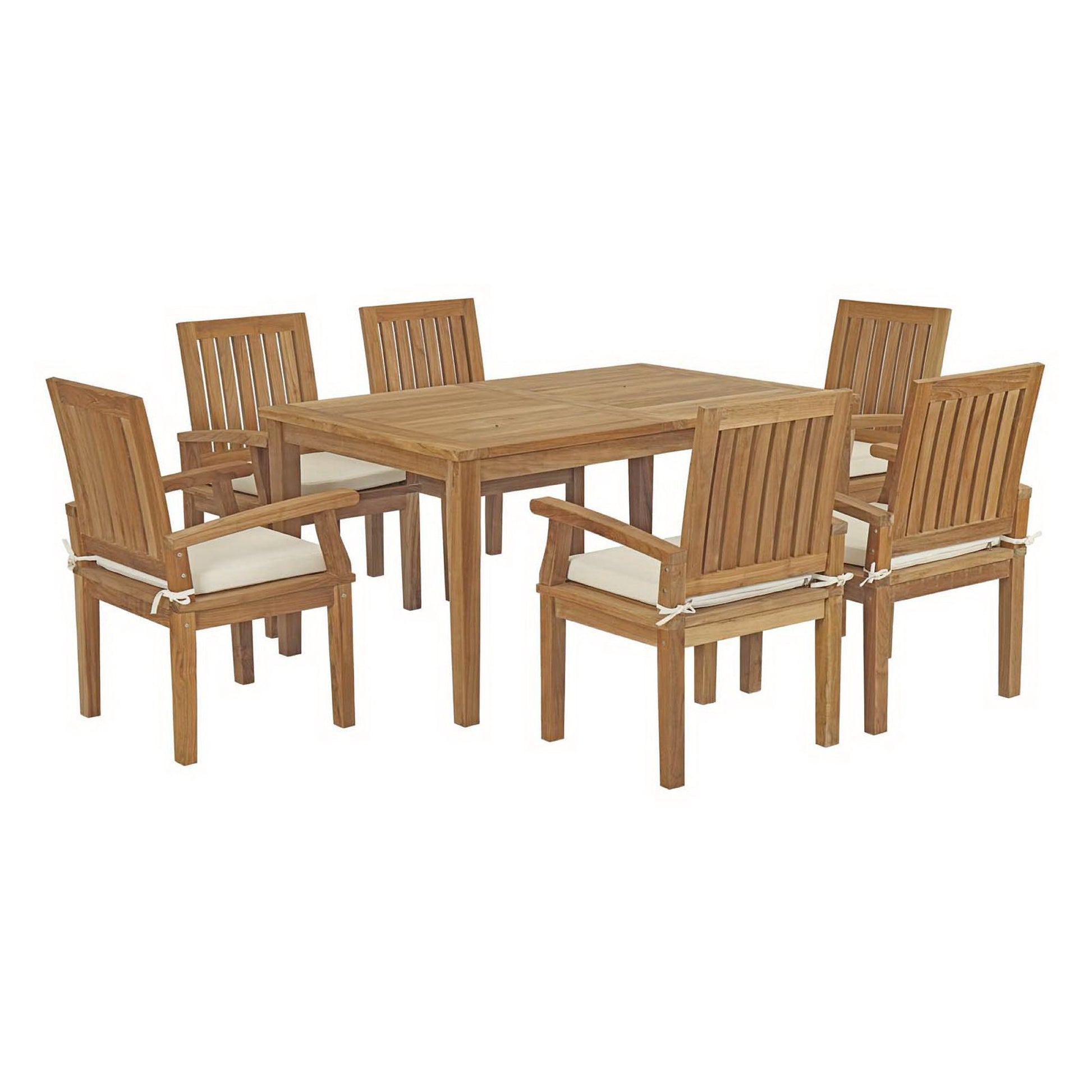 Marina 7 Piece Outdoor Patio Teak Dining Set by Modway - Best Buy Furniture