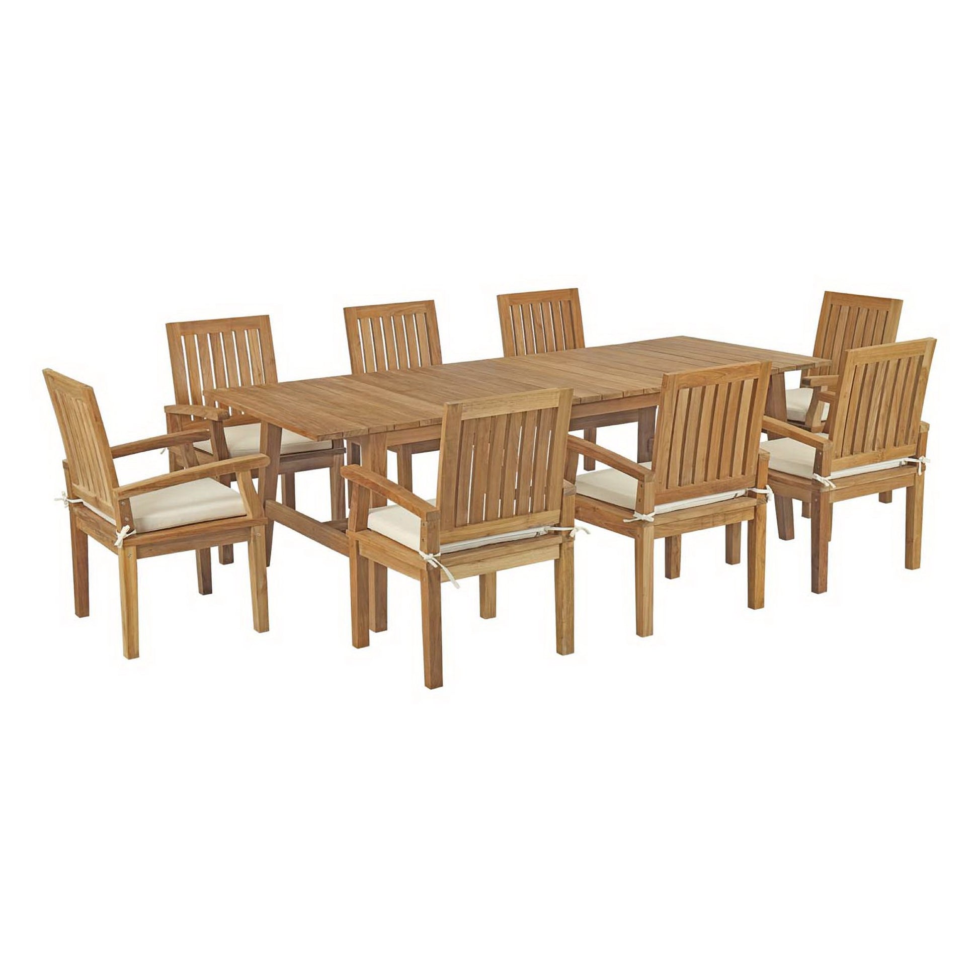 Marina 9 Piece Outdoor Patio Teak Dining Set by Modway - Best Buy Furniture