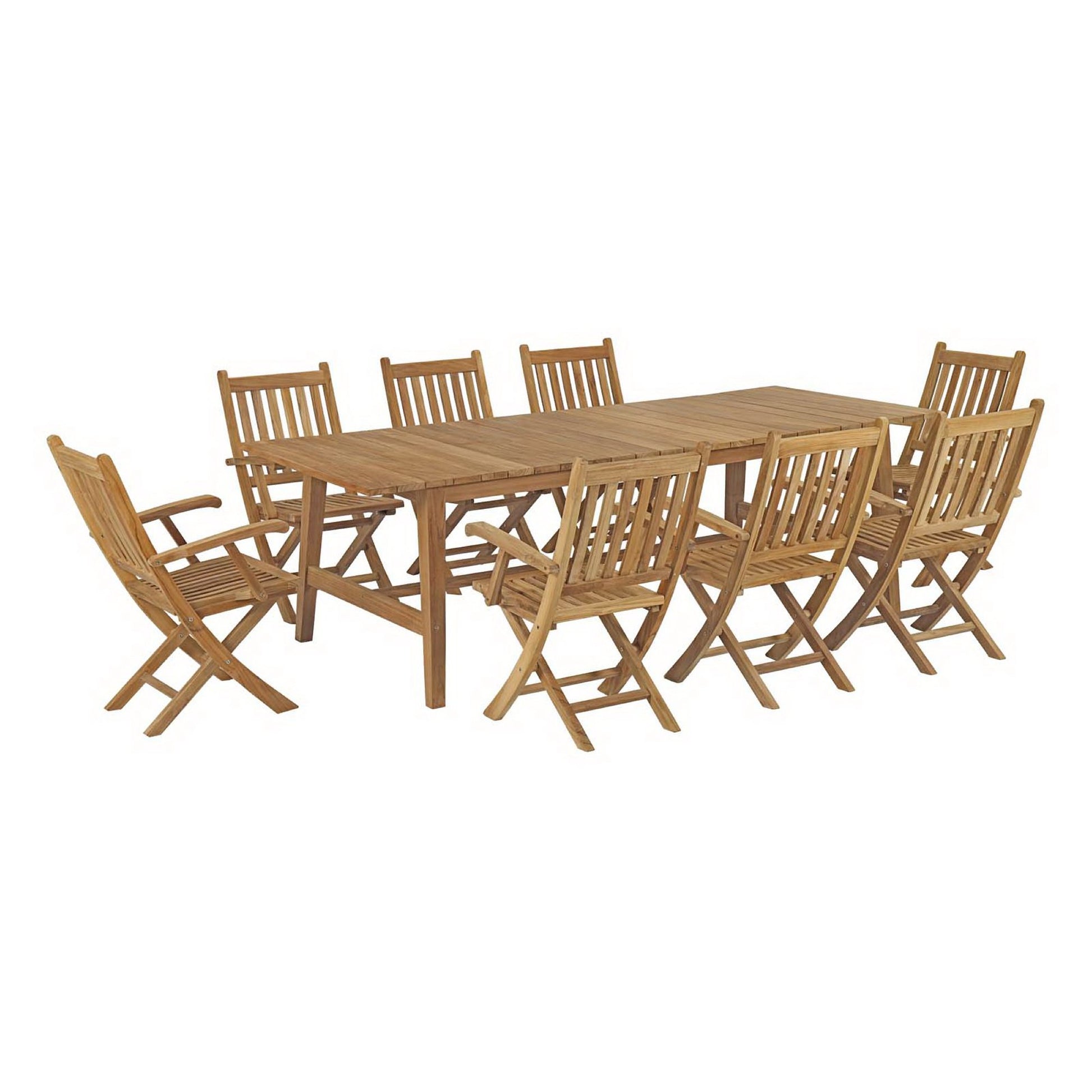 Marina 9 Piece Outdoor Patio Teak Dining Set by Modway - Best Buy Furniture