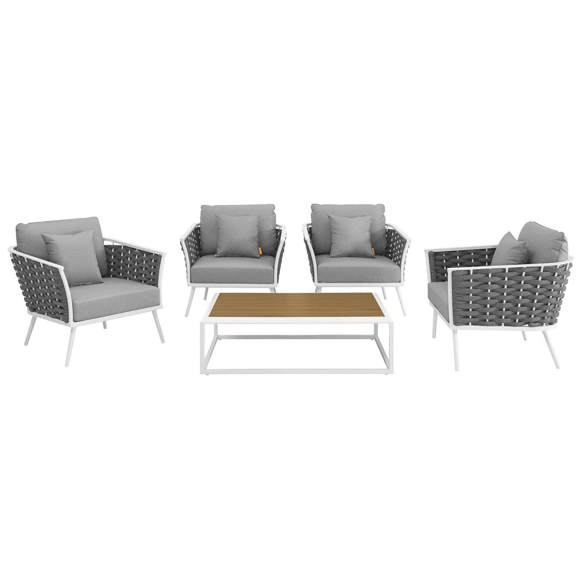 Stance 5 Piece Outdoor Patio Aluminum Sectional Sofa Set by Modway - Best Buy Furniture