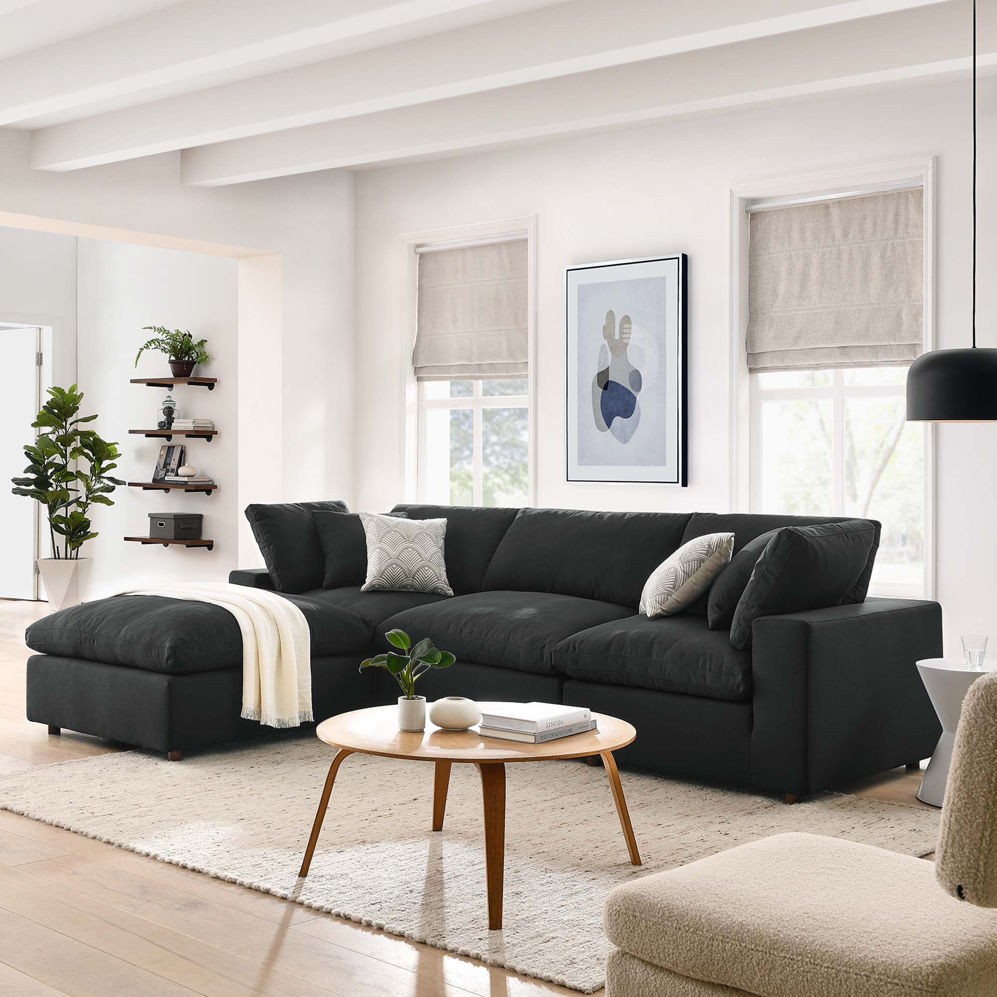 Commix 4 Piece Down Filled Overstuffed Cloud Sectional Sofa