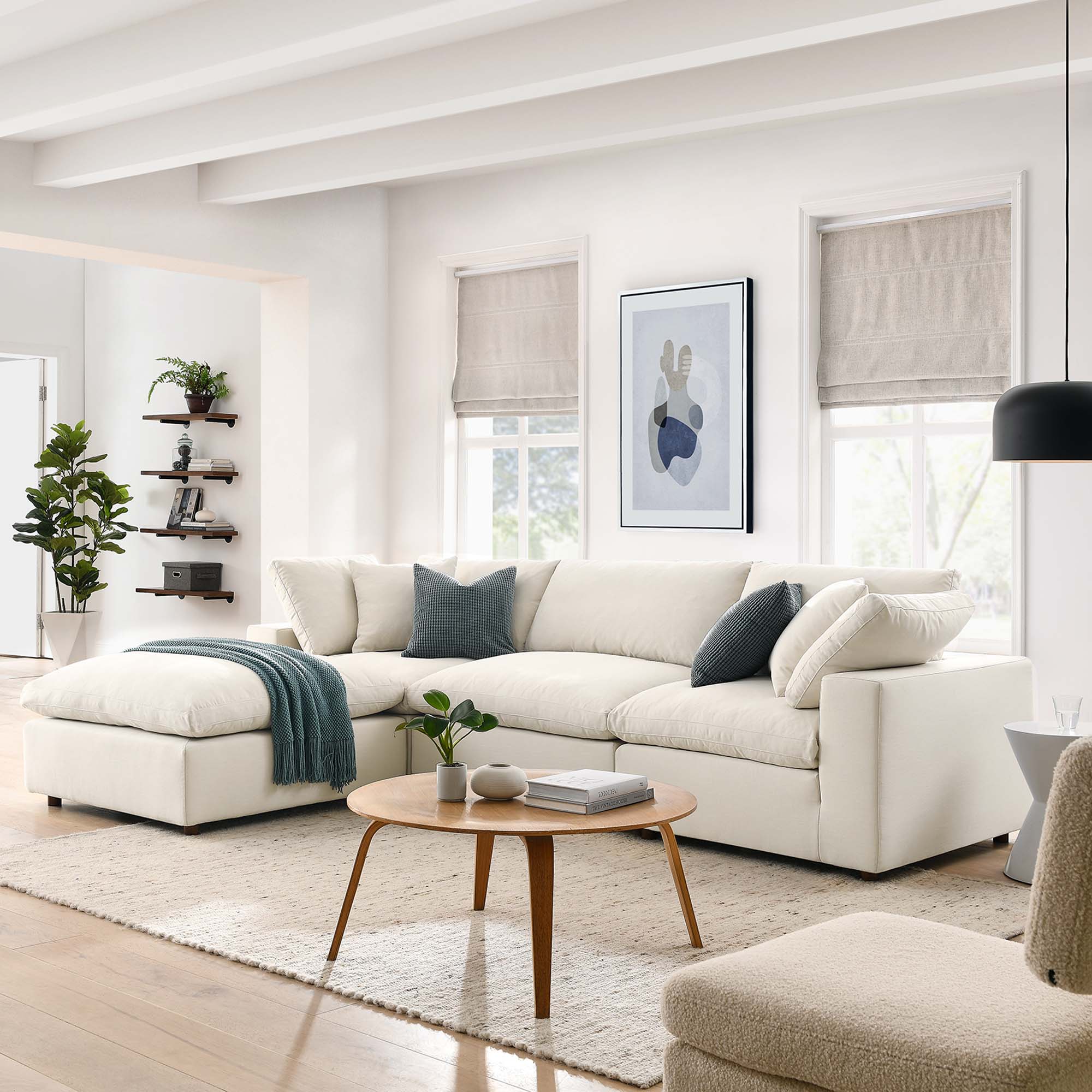 Commix 4 Piece Down Filled Overstuffed Cloud Sectional Sofa