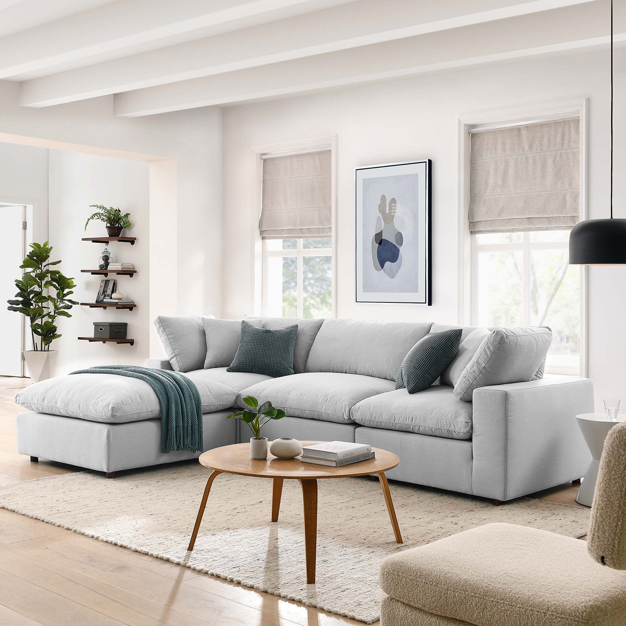 Commix 4 Piece Down Filled Overstuffed Cloud Sectional Sofa