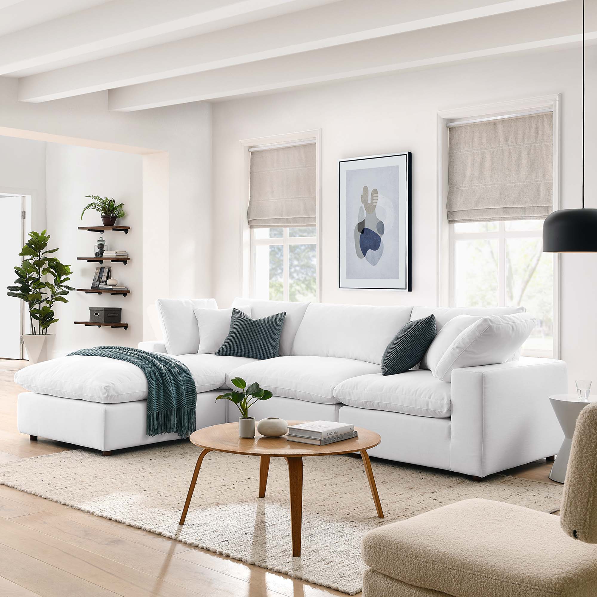 Commix 4 Piece Down Filled Overstuffed Cloud Sectional Sofa