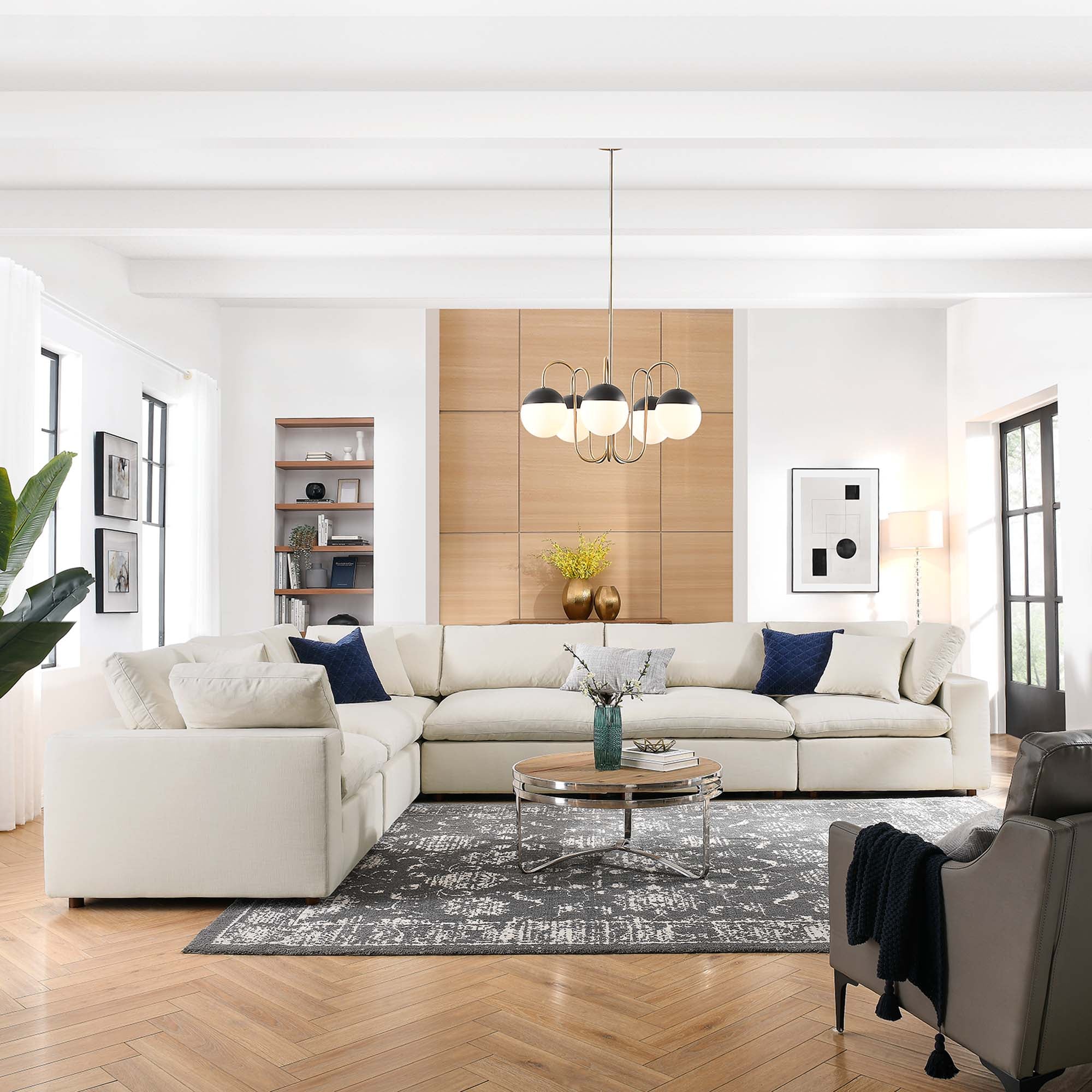 Commix 4 Piece Down Filled Overstuffed Cloud Sectional Sofa