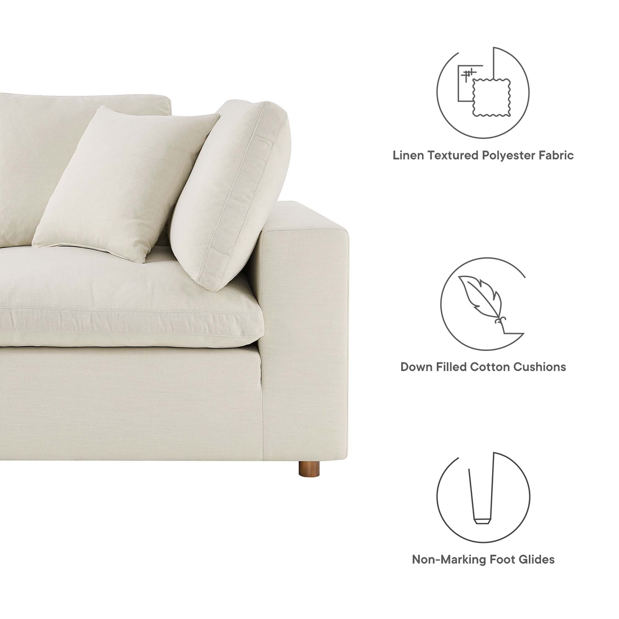 Commix 4 Piece Down Filled Overstuffed Cloud Sectional Sofa