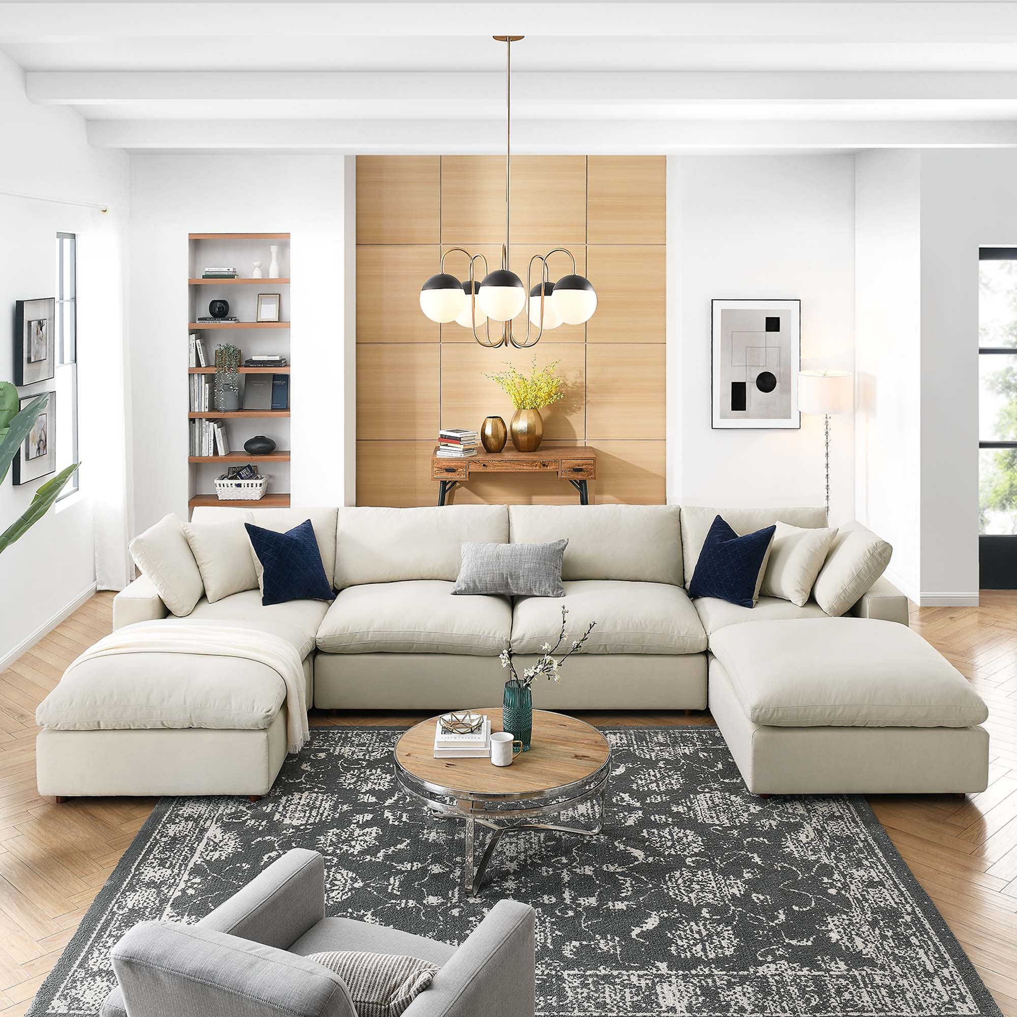 Commix 4 Piece Down Filled Overstuffed Cloud Sectional Sofa