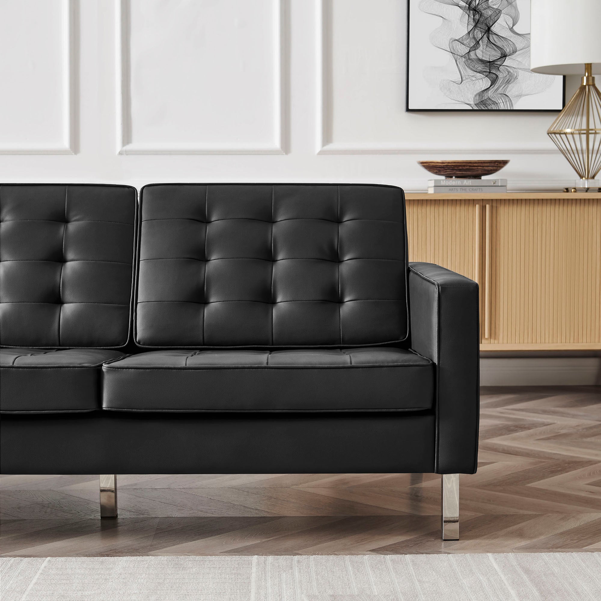 Loft Tufted Vegan Leather Sofa by Modway - Best Buy Furniture