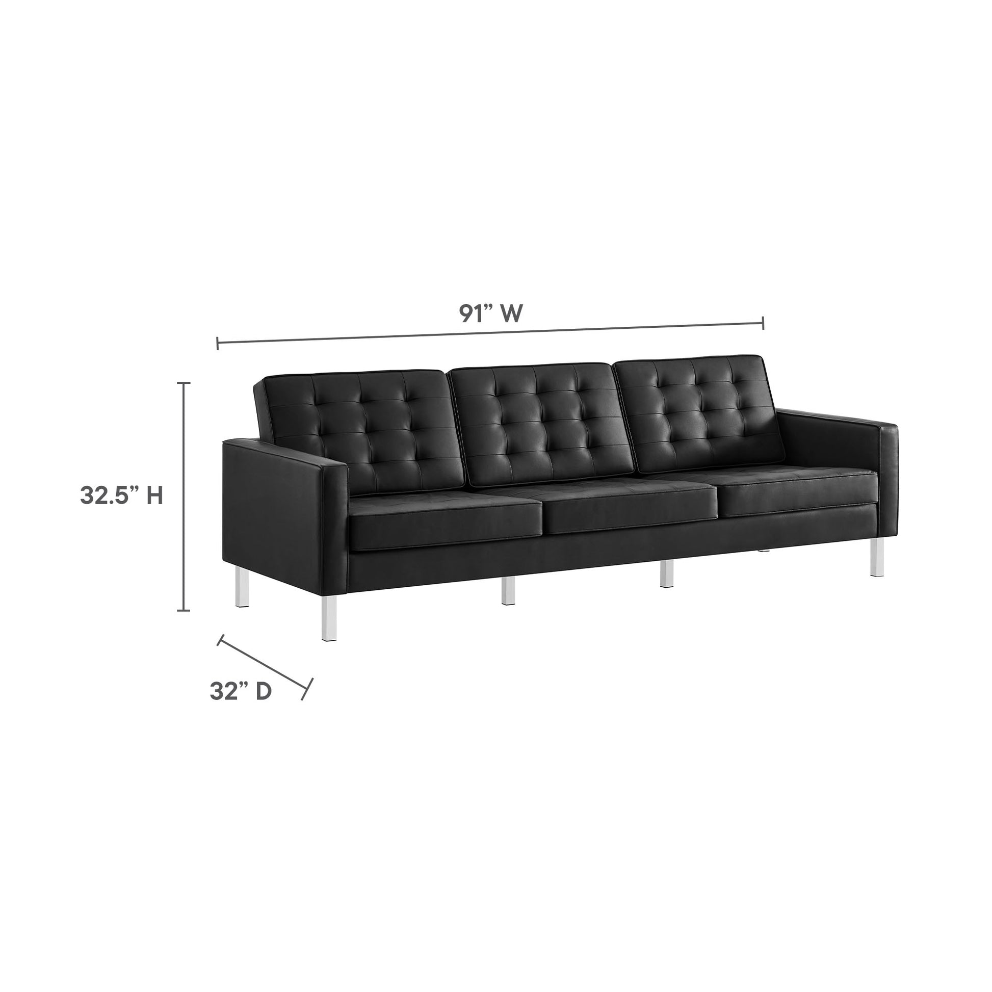 Loft Tufted Vegan Leather Sofa by Modway - Best Buy Furniture