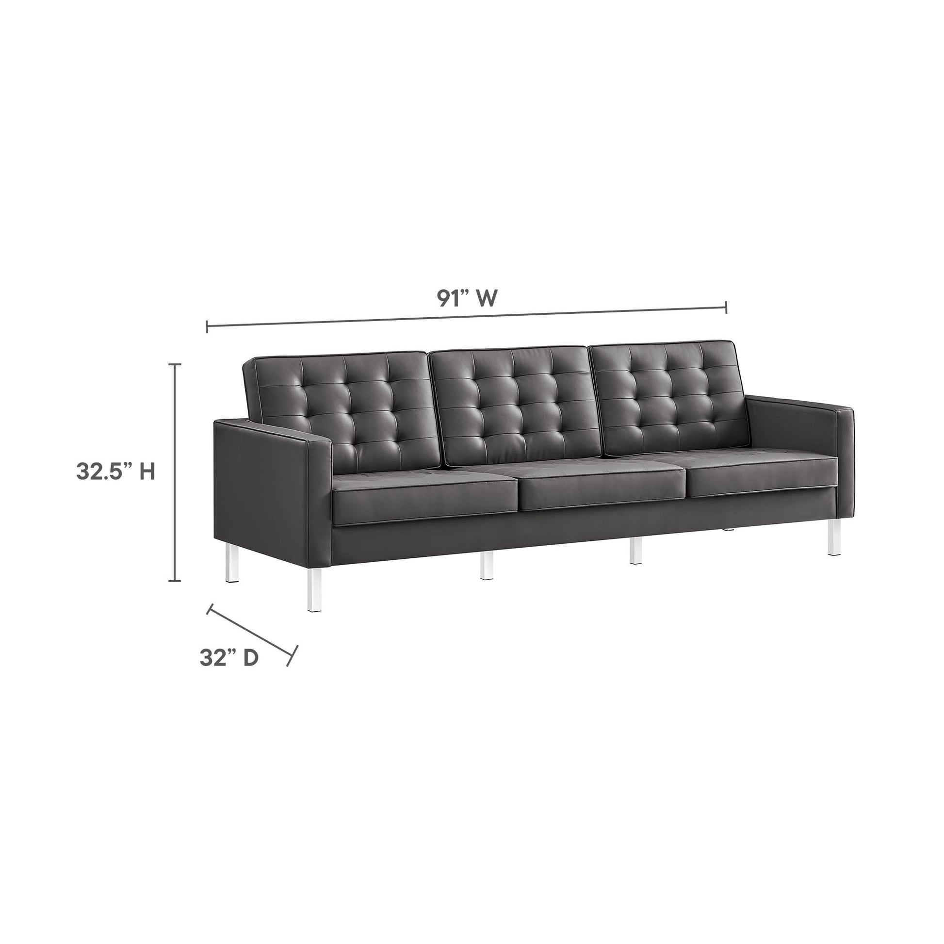 Loft Tufted Vegan Leather Sofa by Modway - Best Buy Furniture