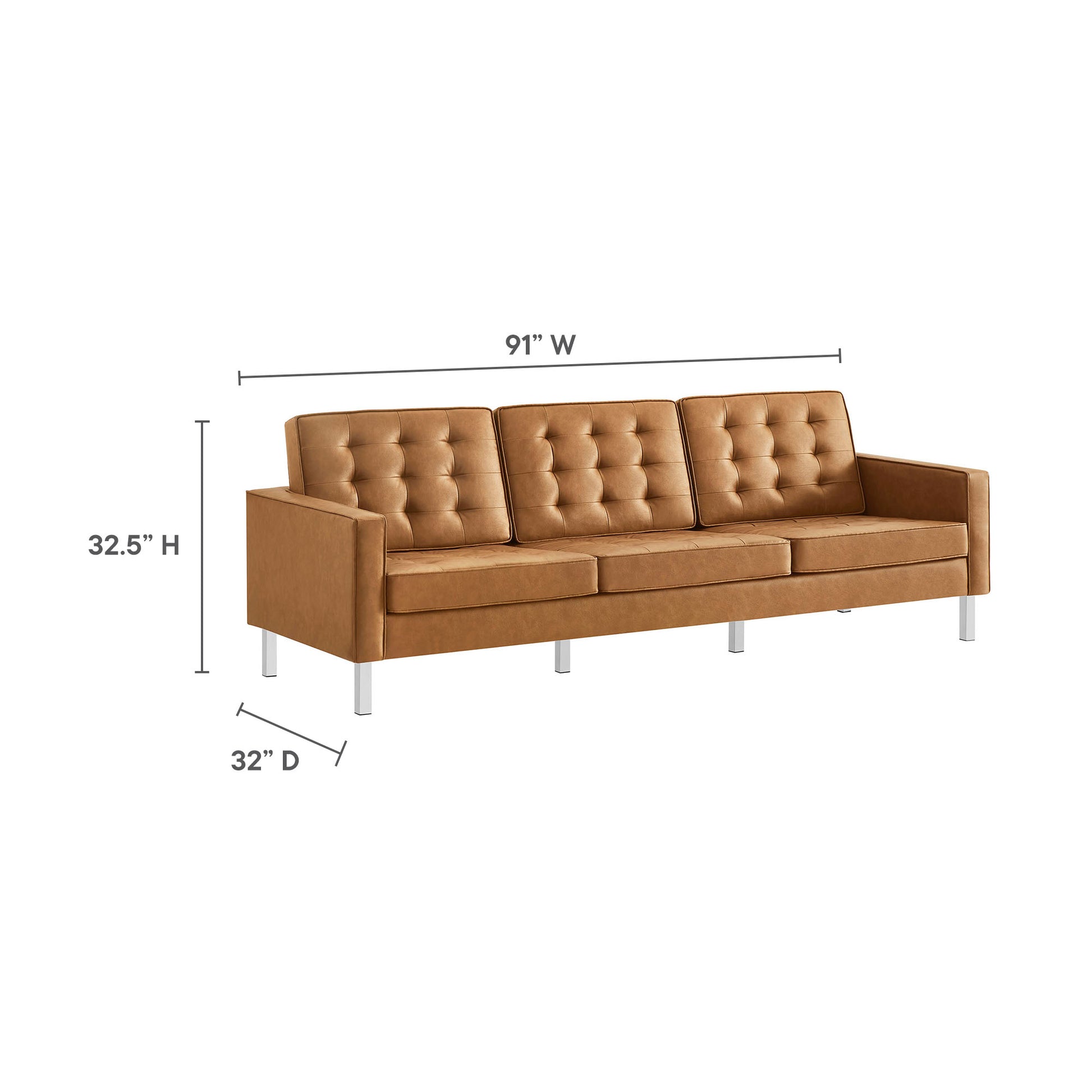 Loft Tufted Vegan Leather Sofa by Modway - Best Buy Furniture