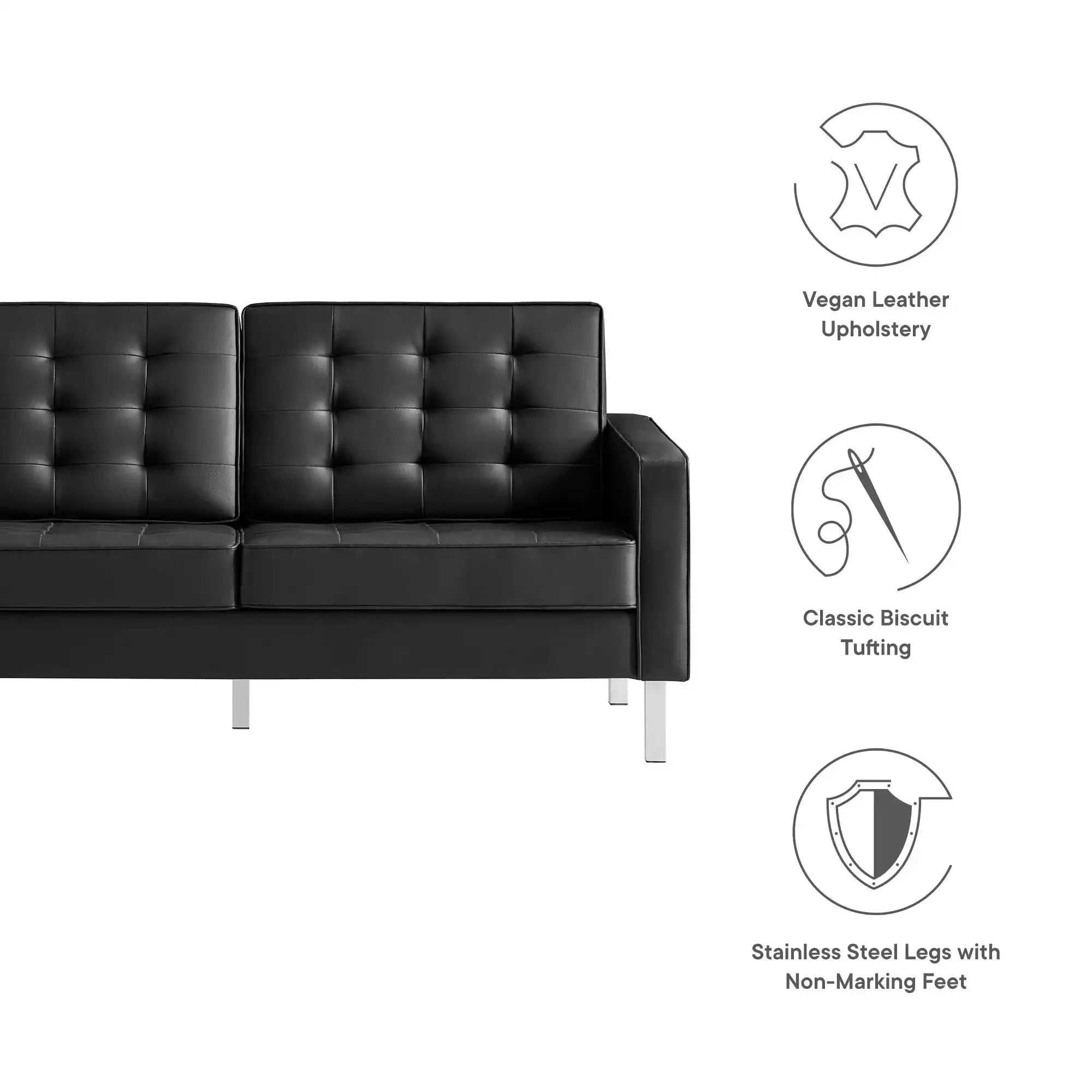 Loft Tufted Vegan Leather Loveseat by Modway - Best Buy Furniture