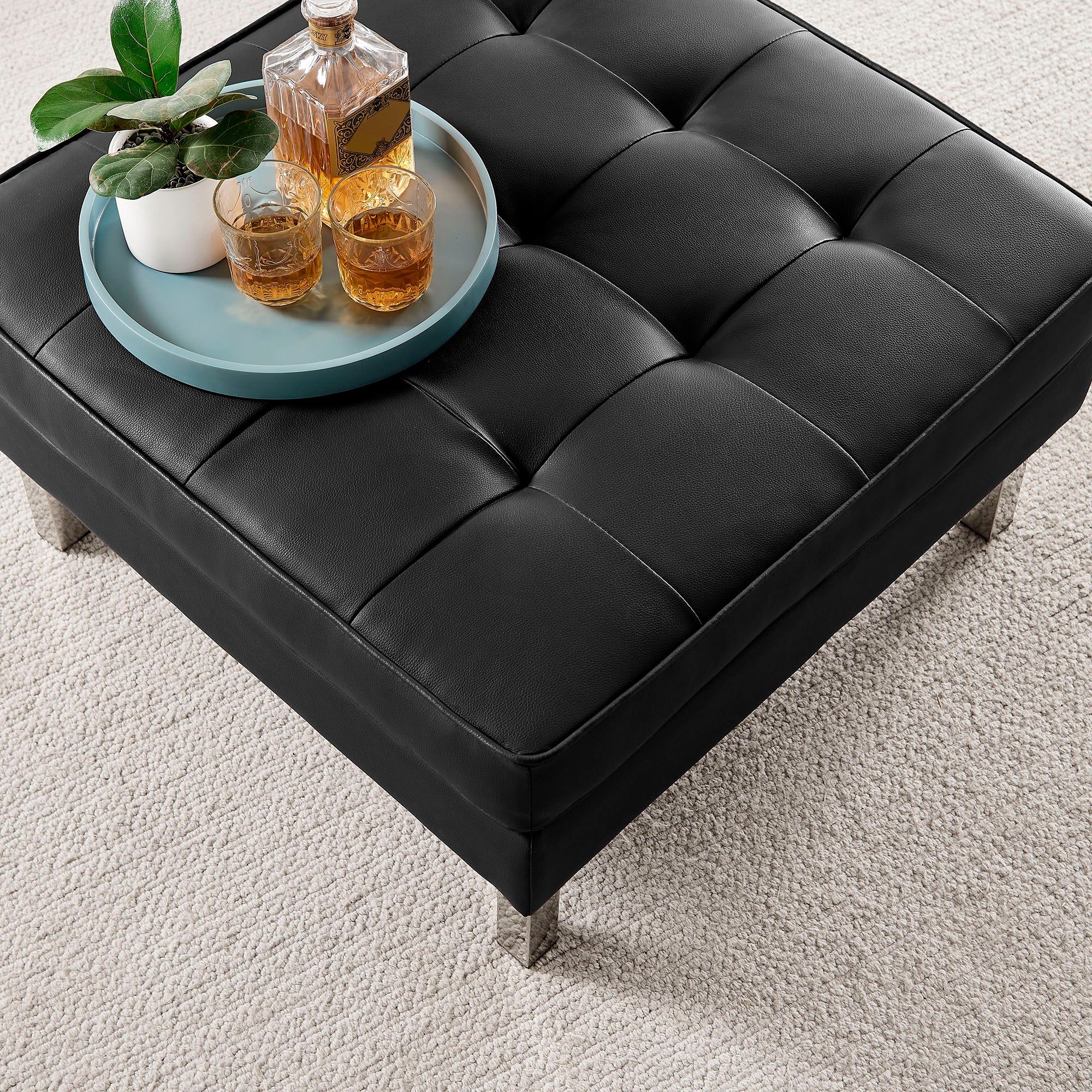Loft Tufted Vegan Leather Ottoman by Modway - Best Buy Furniture