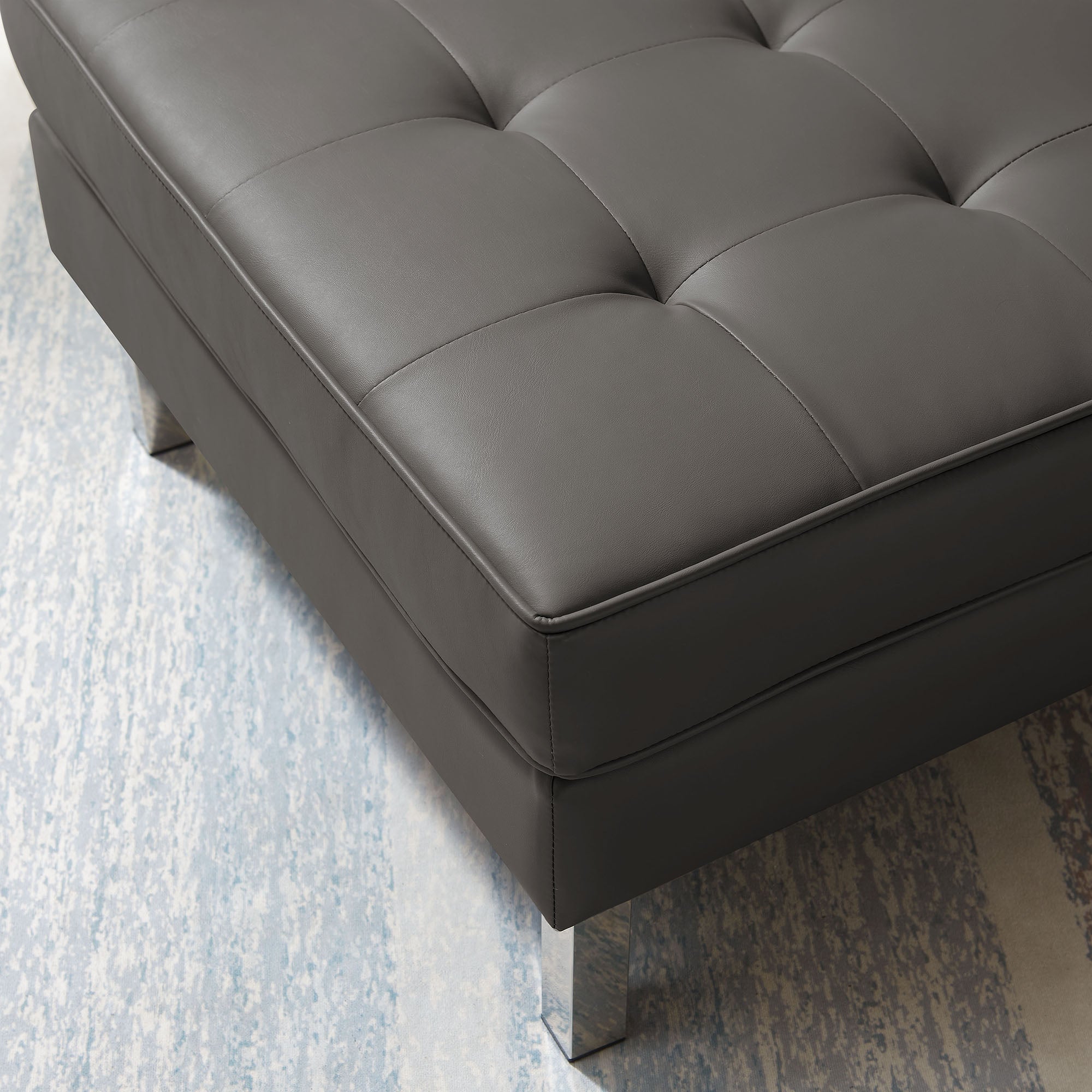 Loft Tufted Vegan Leather Ottoman by Modway - Best Buy Furniture