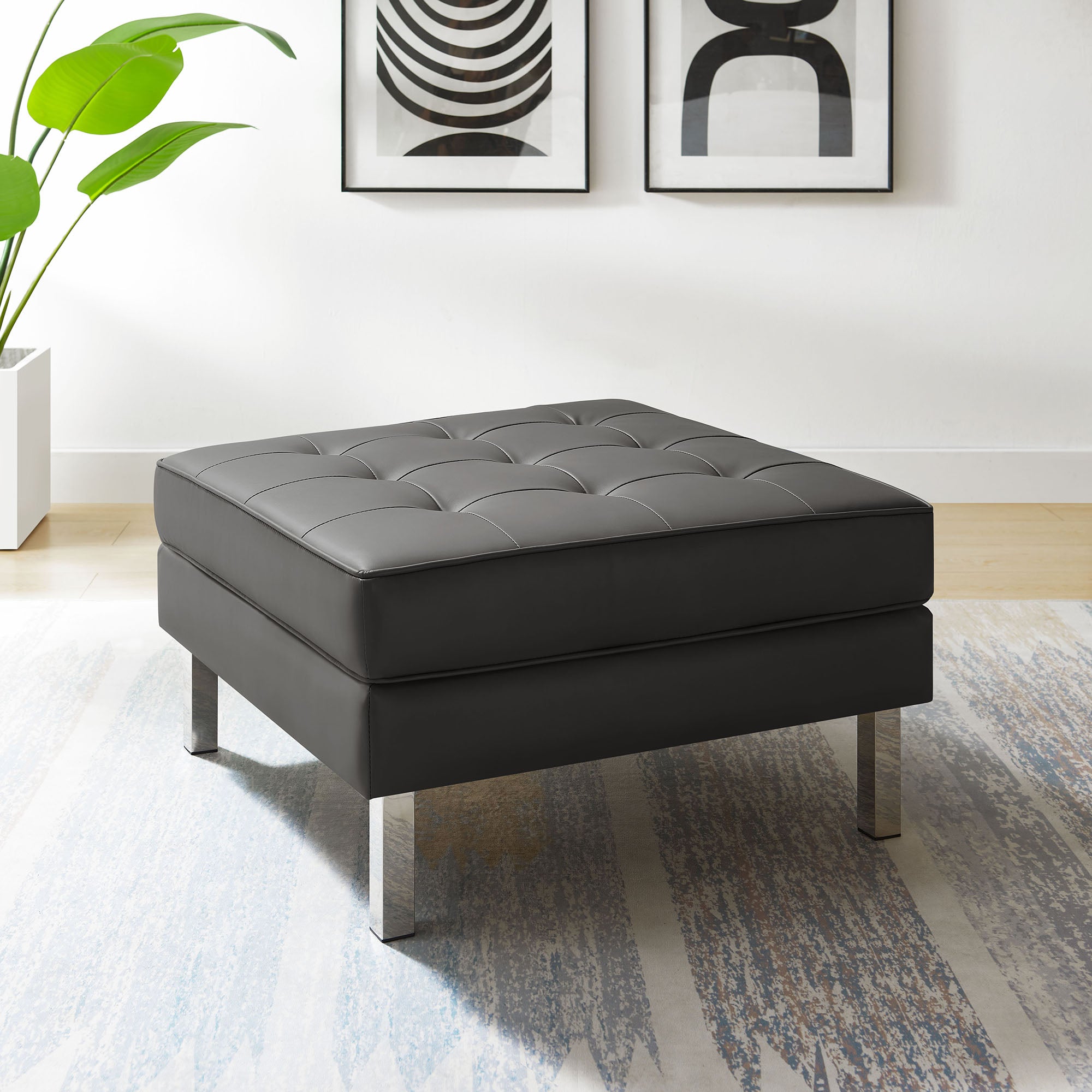 Loft Tufted Vegan Leather Ottoman by Modway - Best Buy Furniture