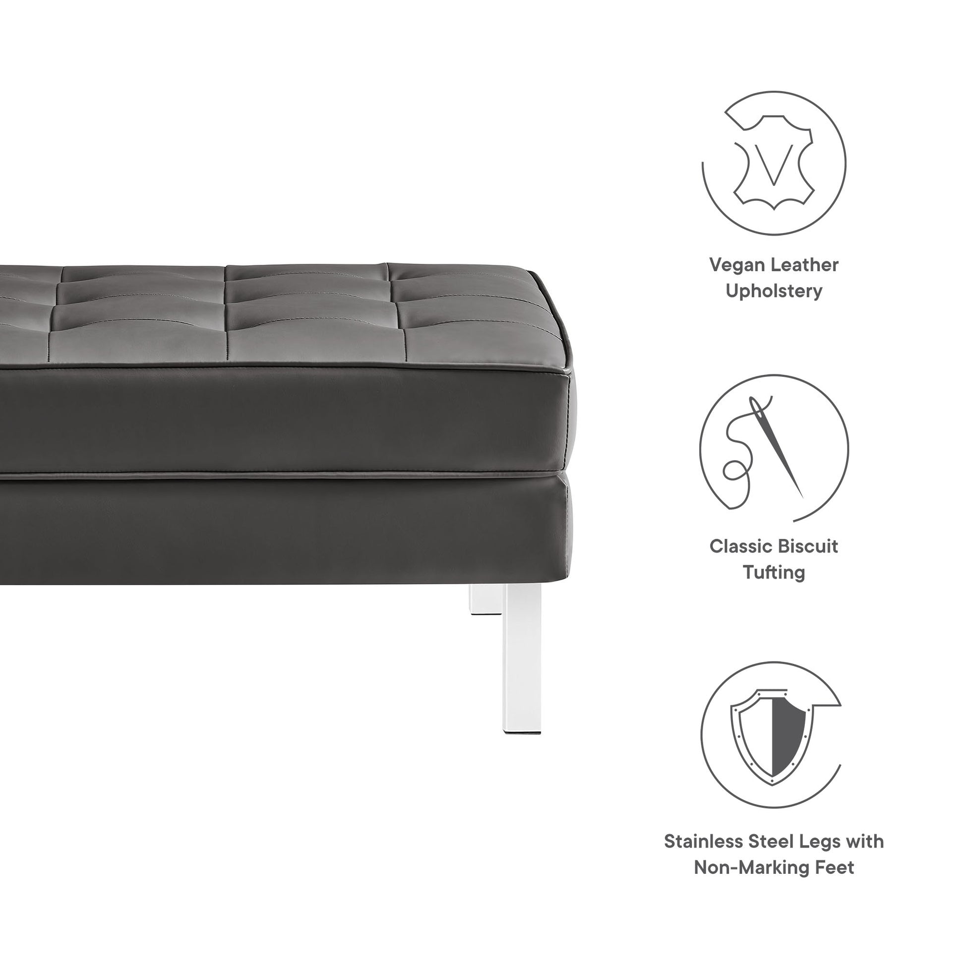 Loft Tufted Vegan Leather Ottoman by Modway - Best Buy Furniture