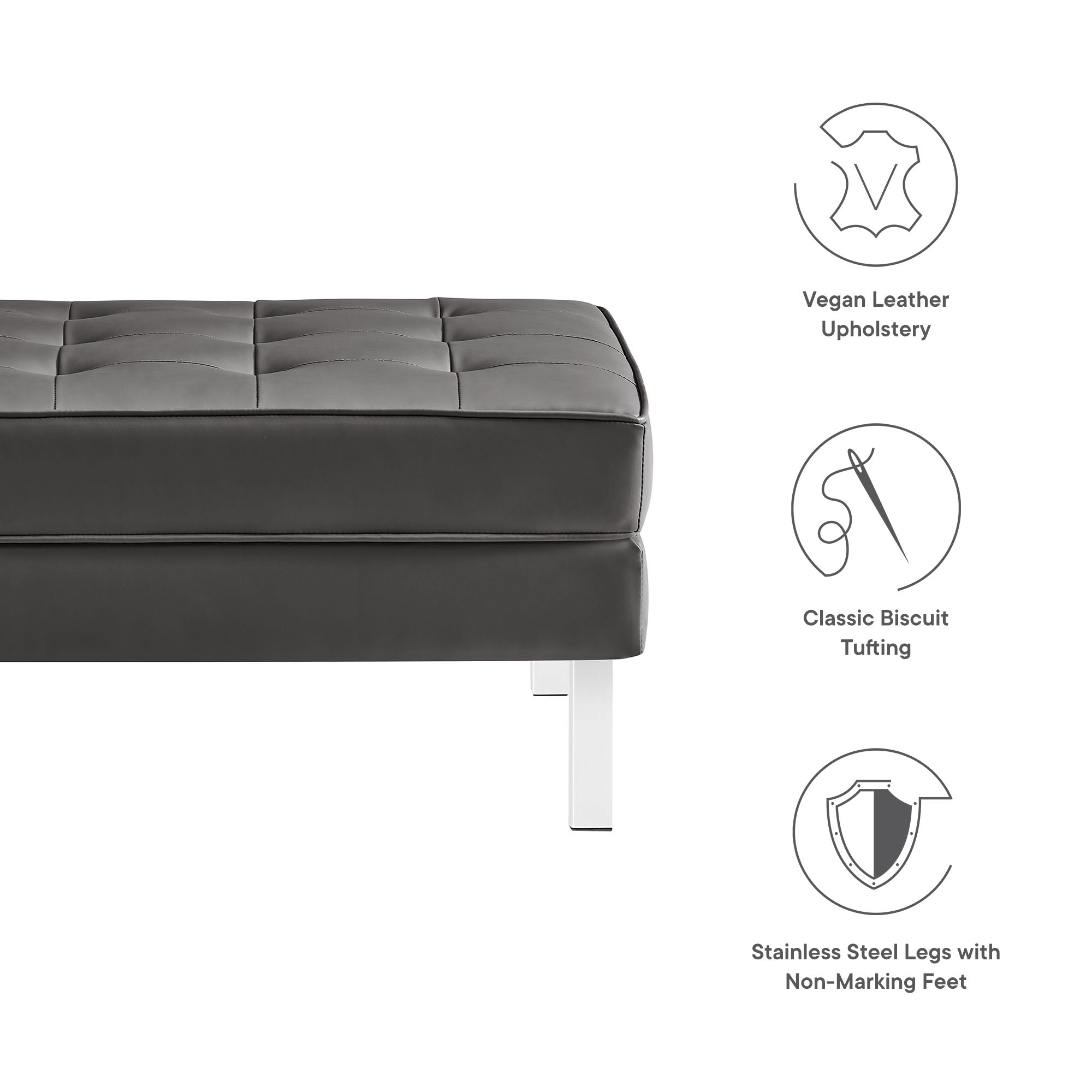 Loft Tufted Vegan Leather Ottoman by Modway - Best Buy Furniture