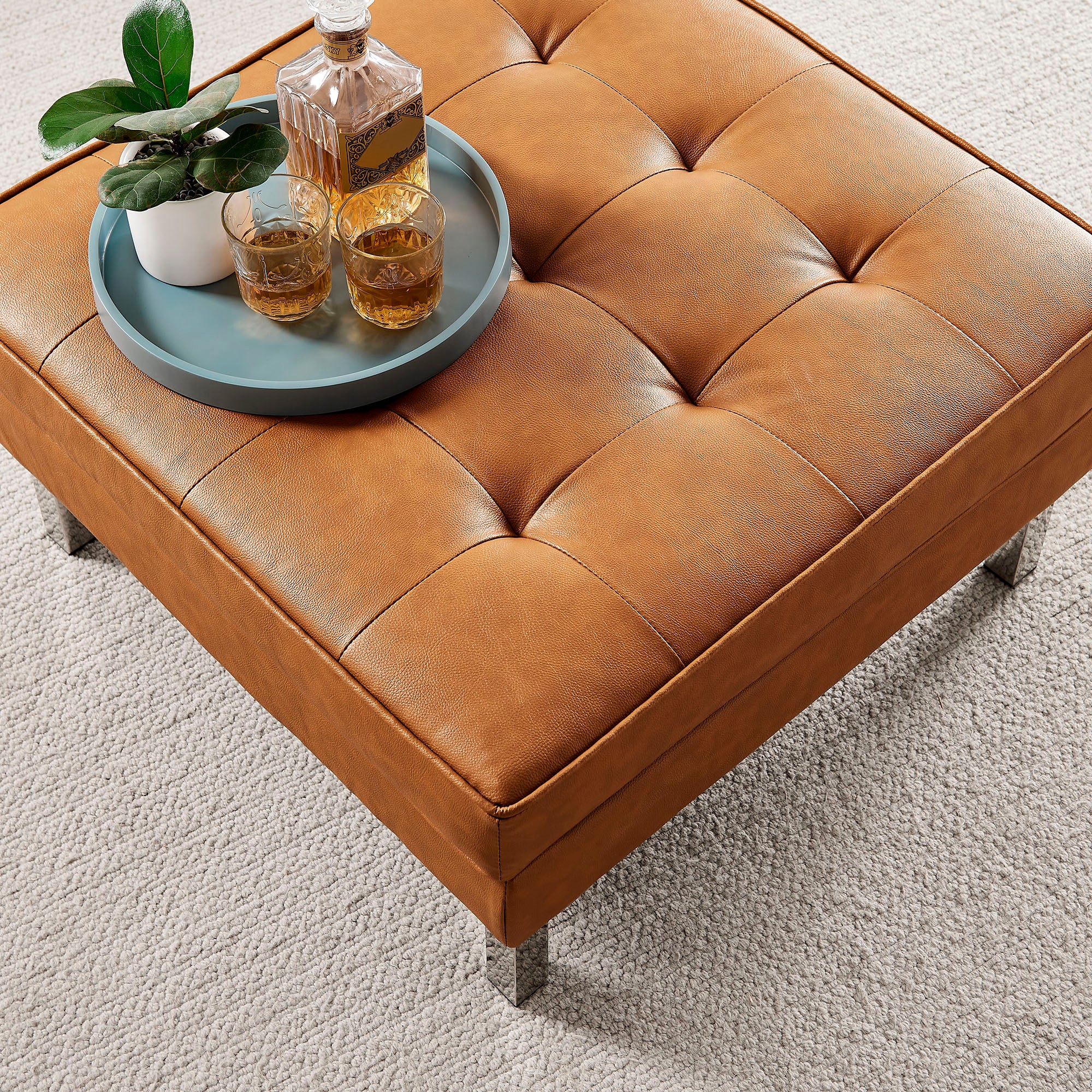 Loft Tufted Vegan Leather Ottoman by Modway - Best Buy Furniture