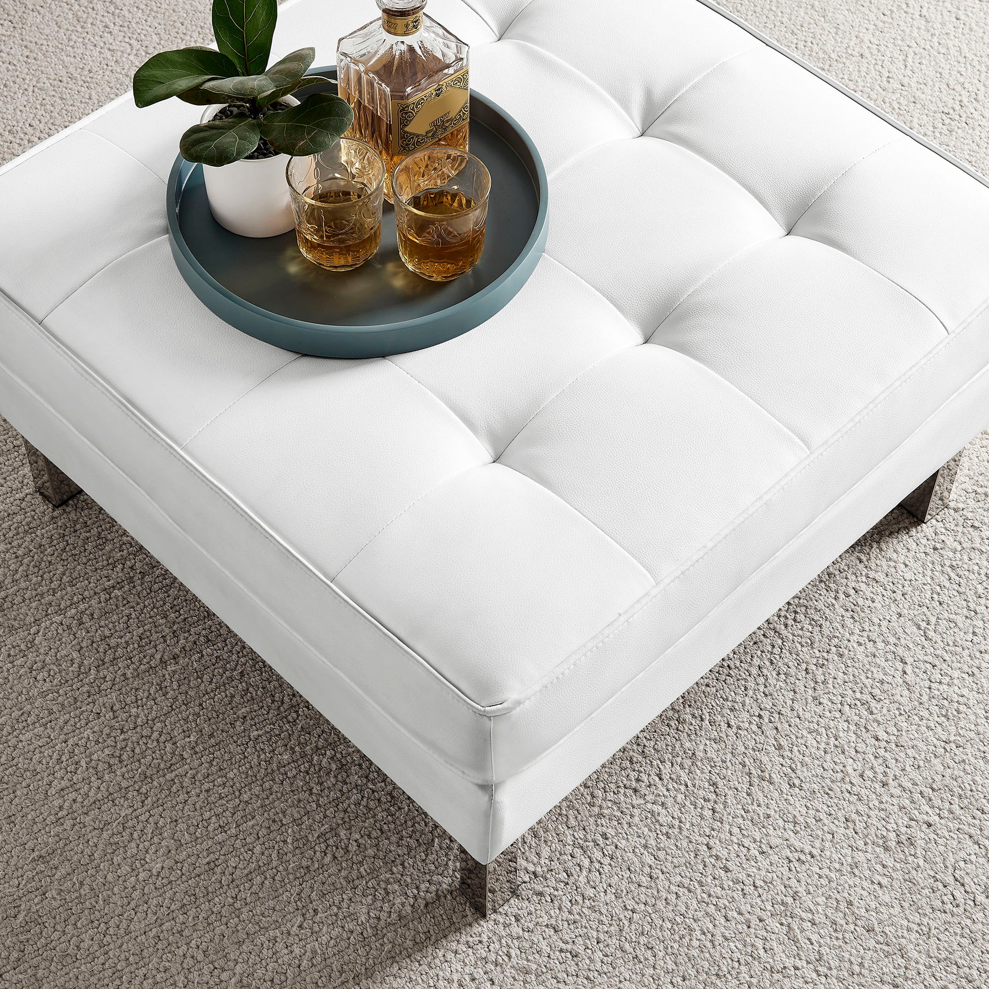 Loft Tufted Vegan Leather Ottoman by Modway - Best Buy Furniture