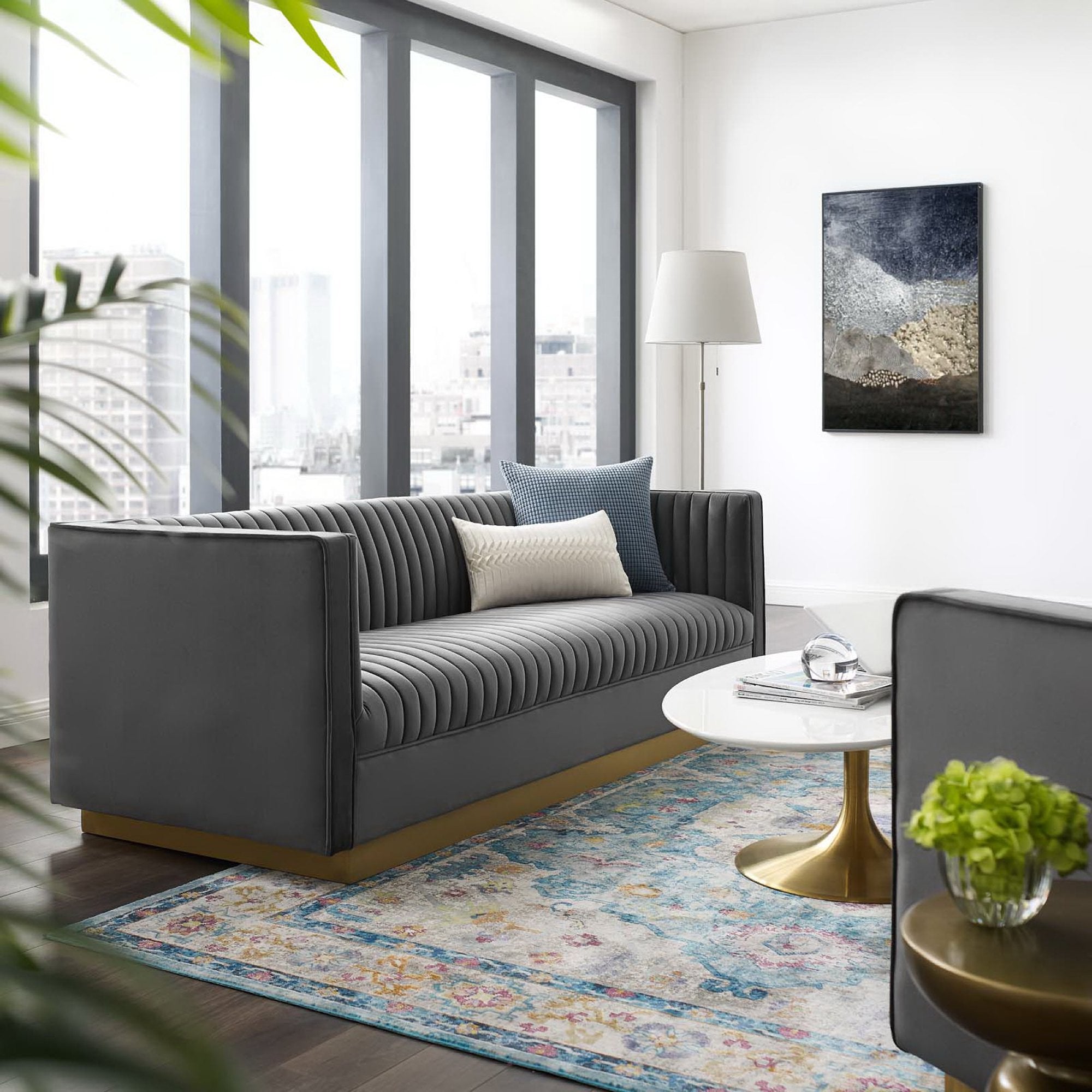 Sanguine Vertical Channel Tufted Performance Velvet Sofa by Modway - Best Buy Furniture