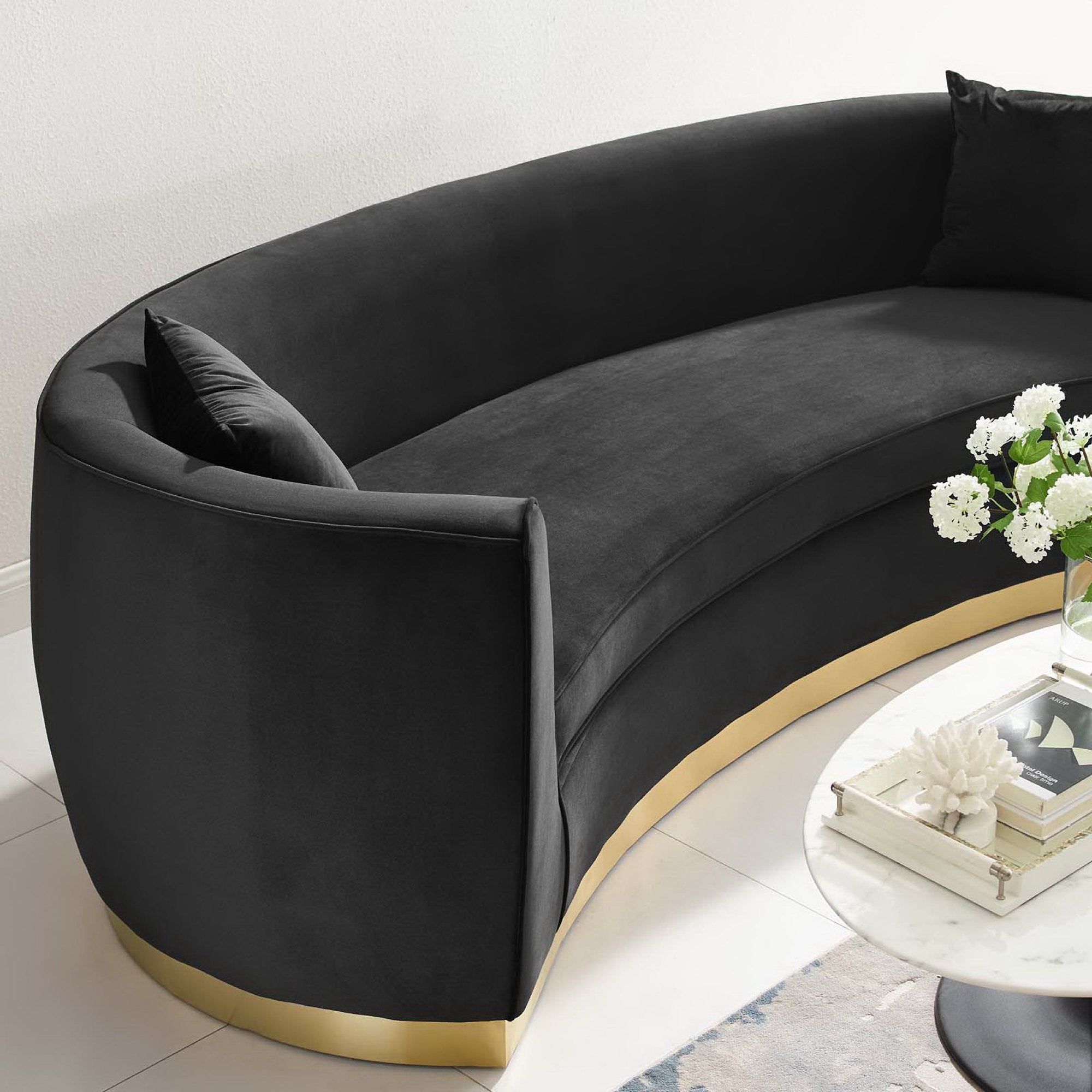Resolute Curved Performance Velvet Sofa by Modway - Best Buy Furniture