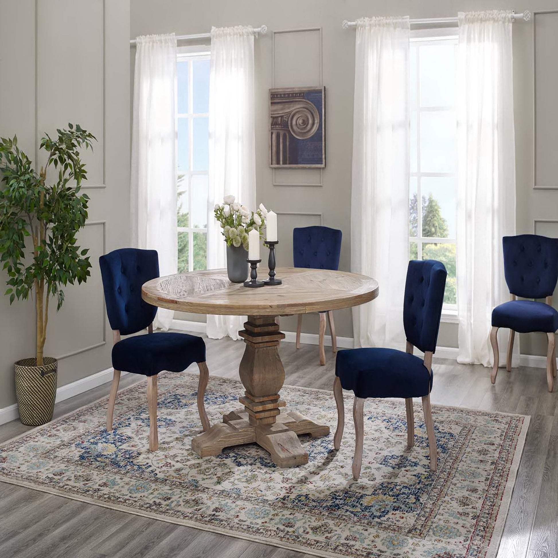 Column 59" Round Pine Wood Dining Table by Modway - Best Buy Furniture