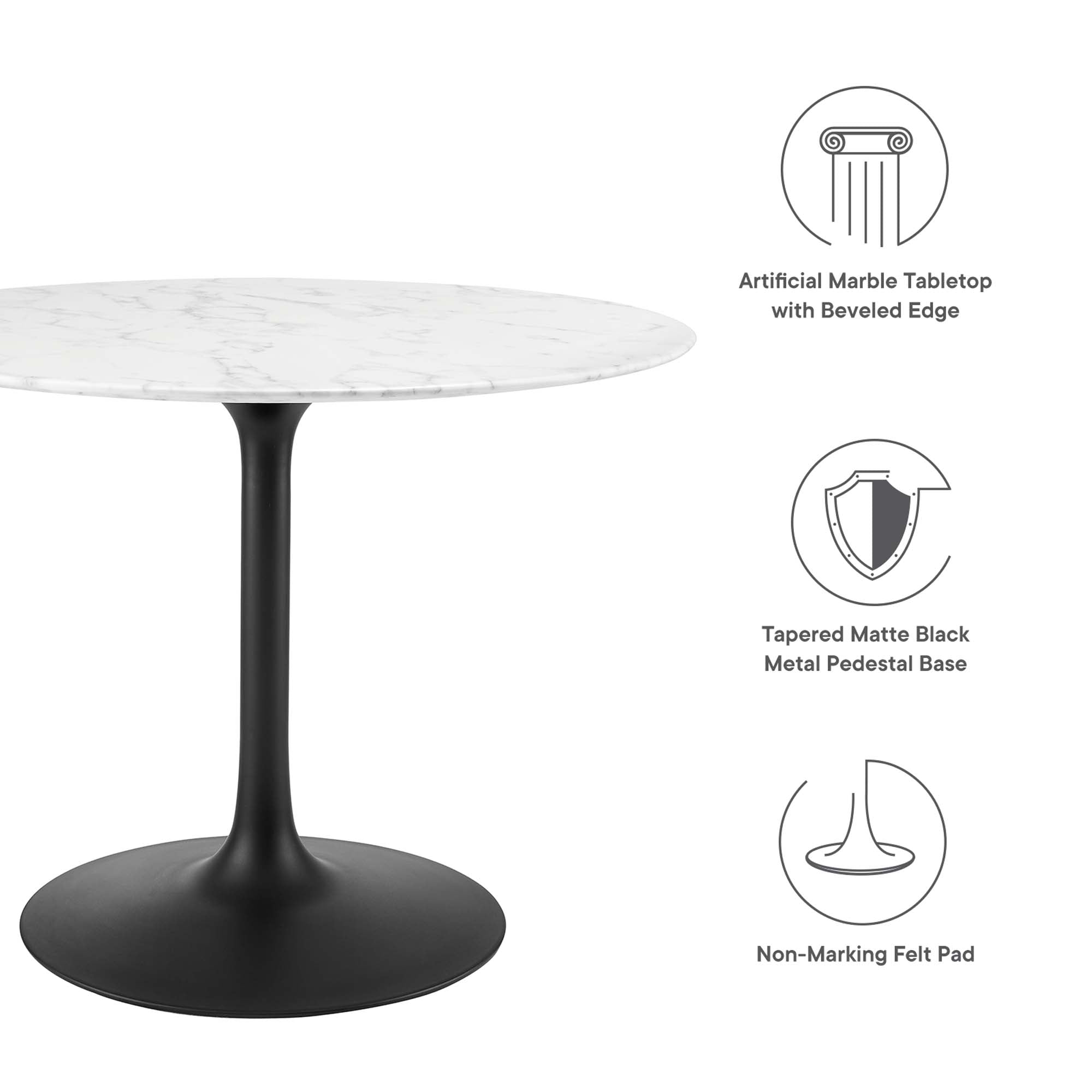 Lippa 40" Round Faux Marble Dining Table by Modway - Best Buy Furniture