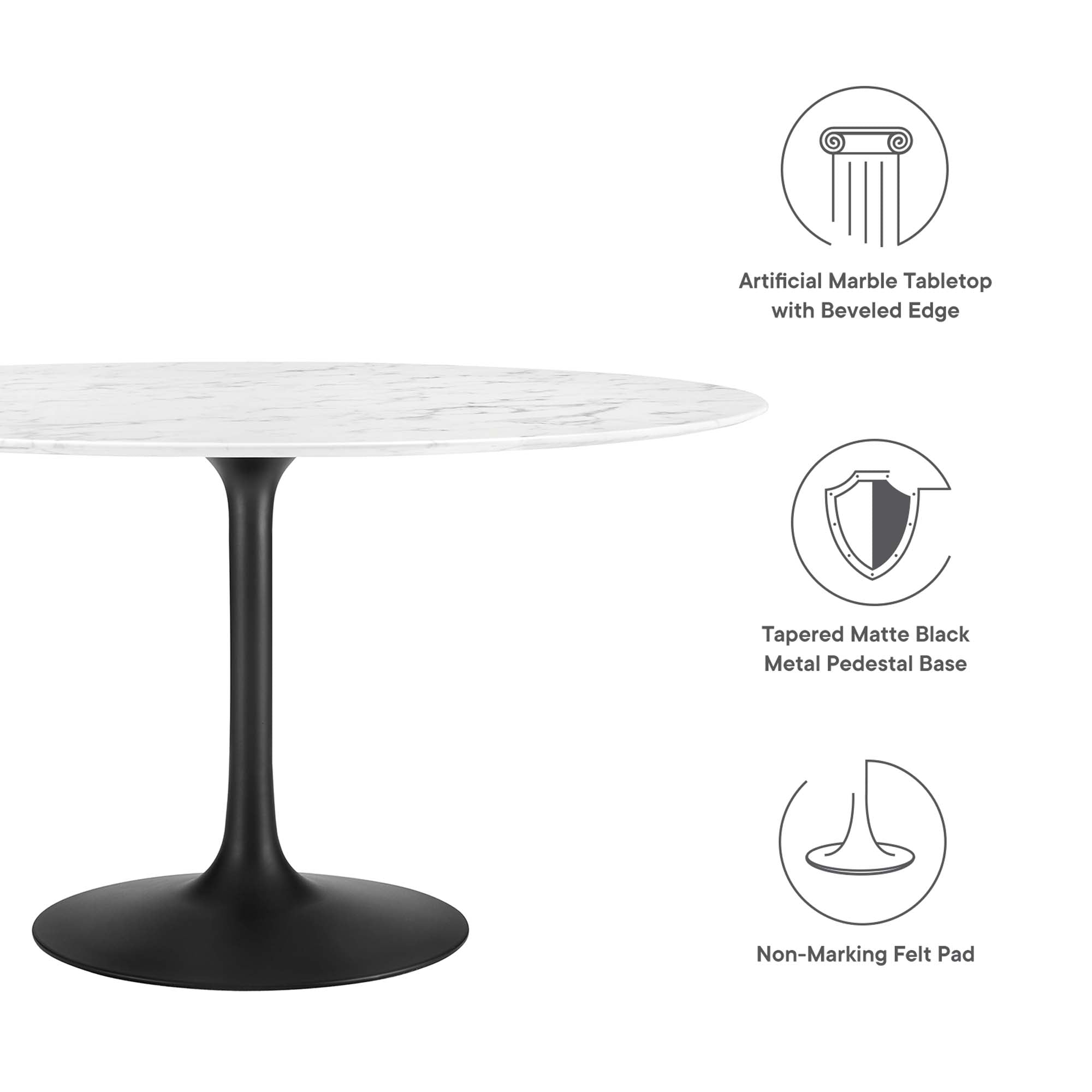 Lippa 54" Round Faux Marble Dining Table by Modway - Best Buy Furniture