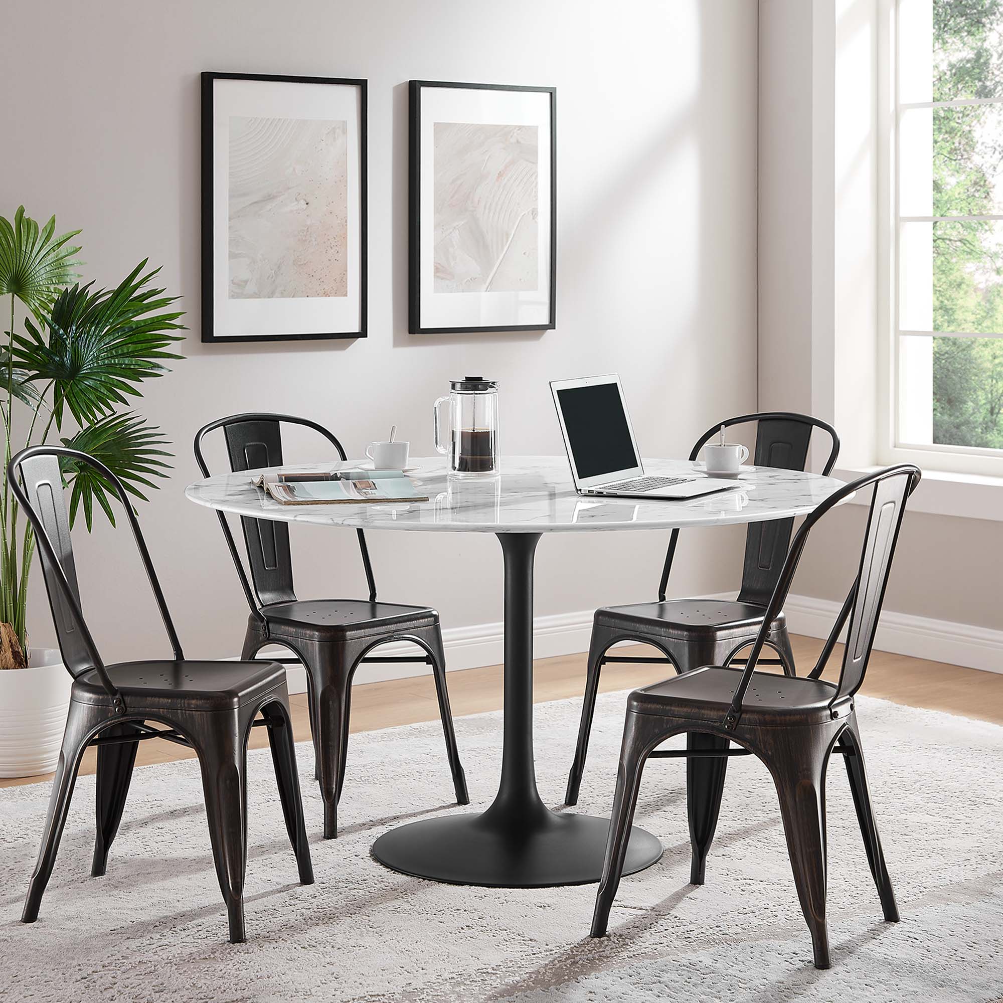 Lippa 54" Round Faux Marble Dining Table by Modway - Best Buy Furniture