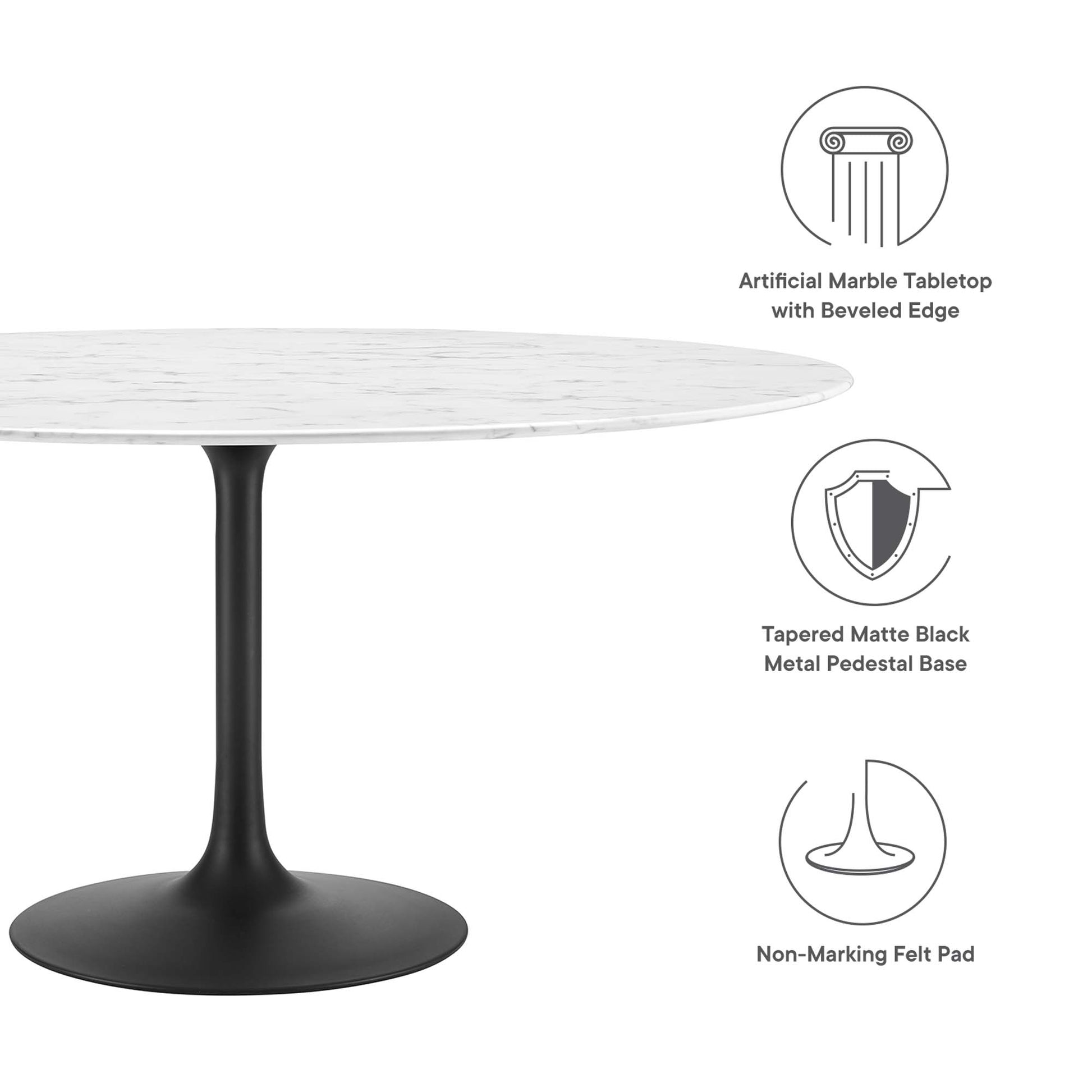 Lippa 60" Round Faux Marble Dining Table by Modway - Best Buy Furniture