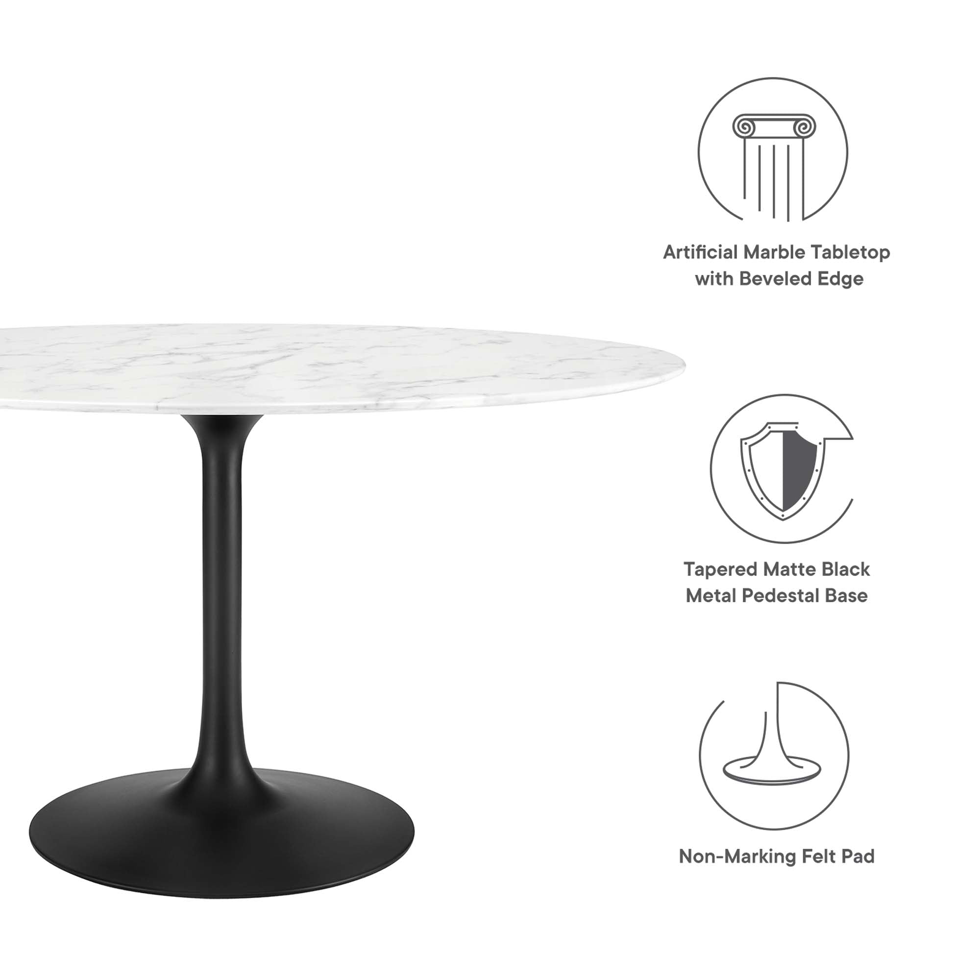 Lippa 54" Oval Faux Marble Dining Table by Modway - Best Buy Furniture